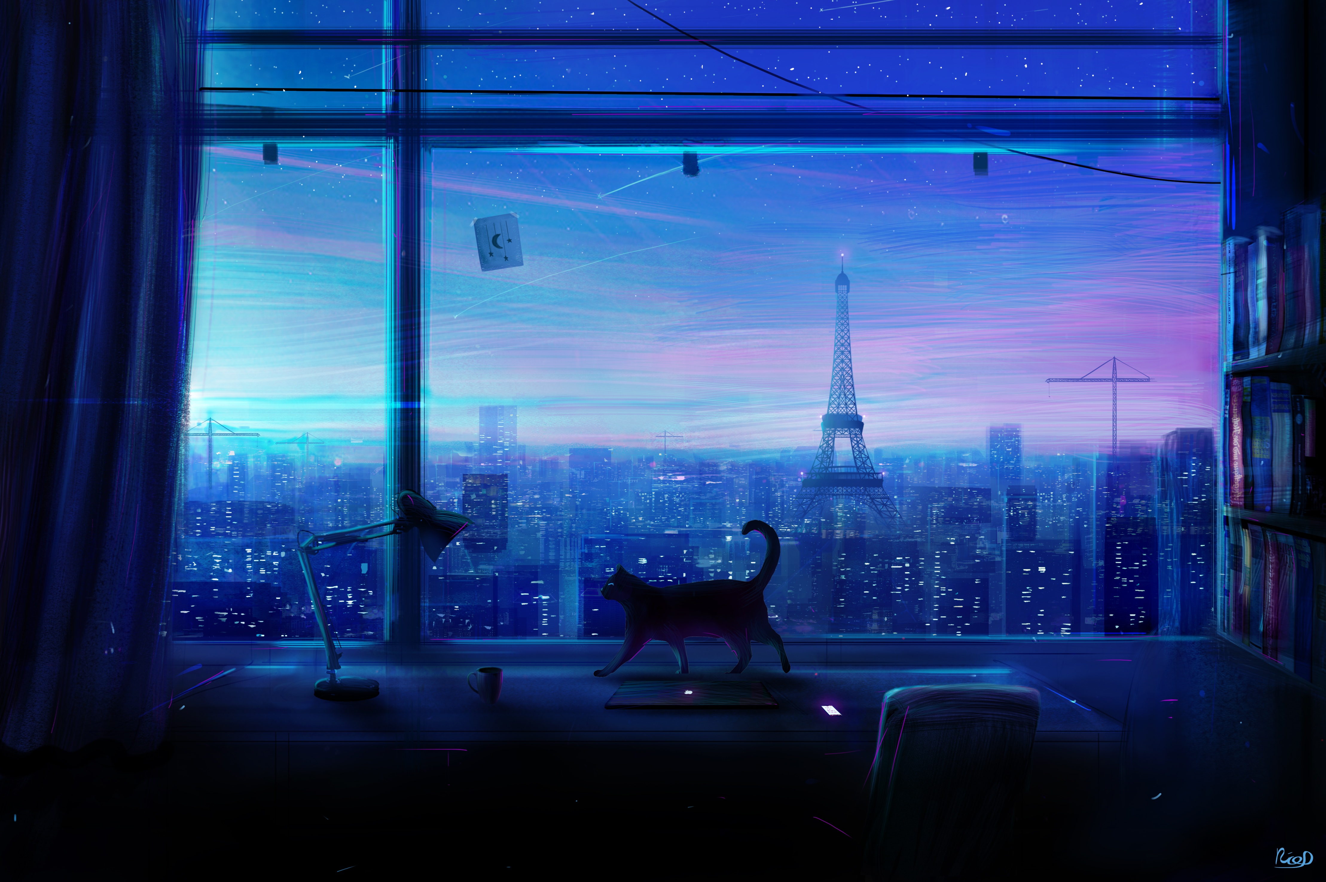 Anime Night Time Sky Wallpaper