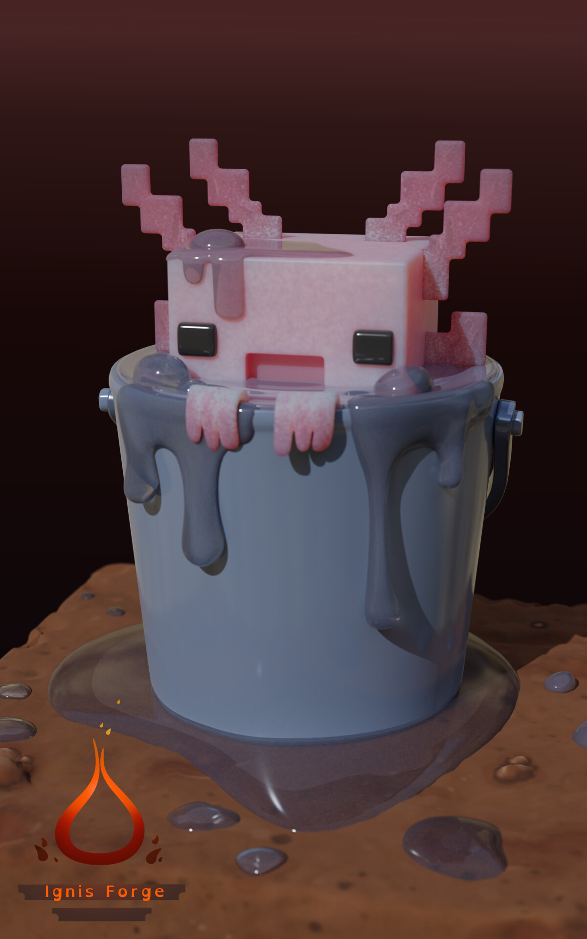 Axolotl from the Minecraft cave update, Ignis Forge