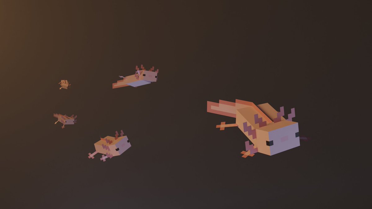 BlockyBlender - #Minecraft #Axolotl Axolotl Swarm