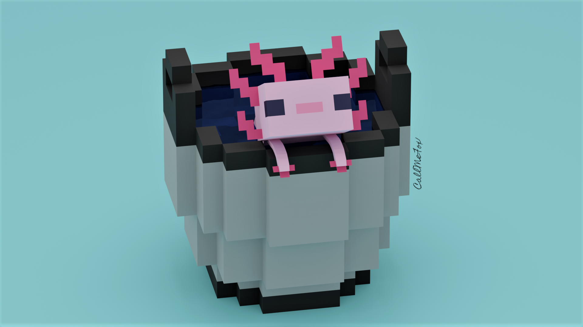 cute little predator in Minecraft (Axolotl): Minecraft