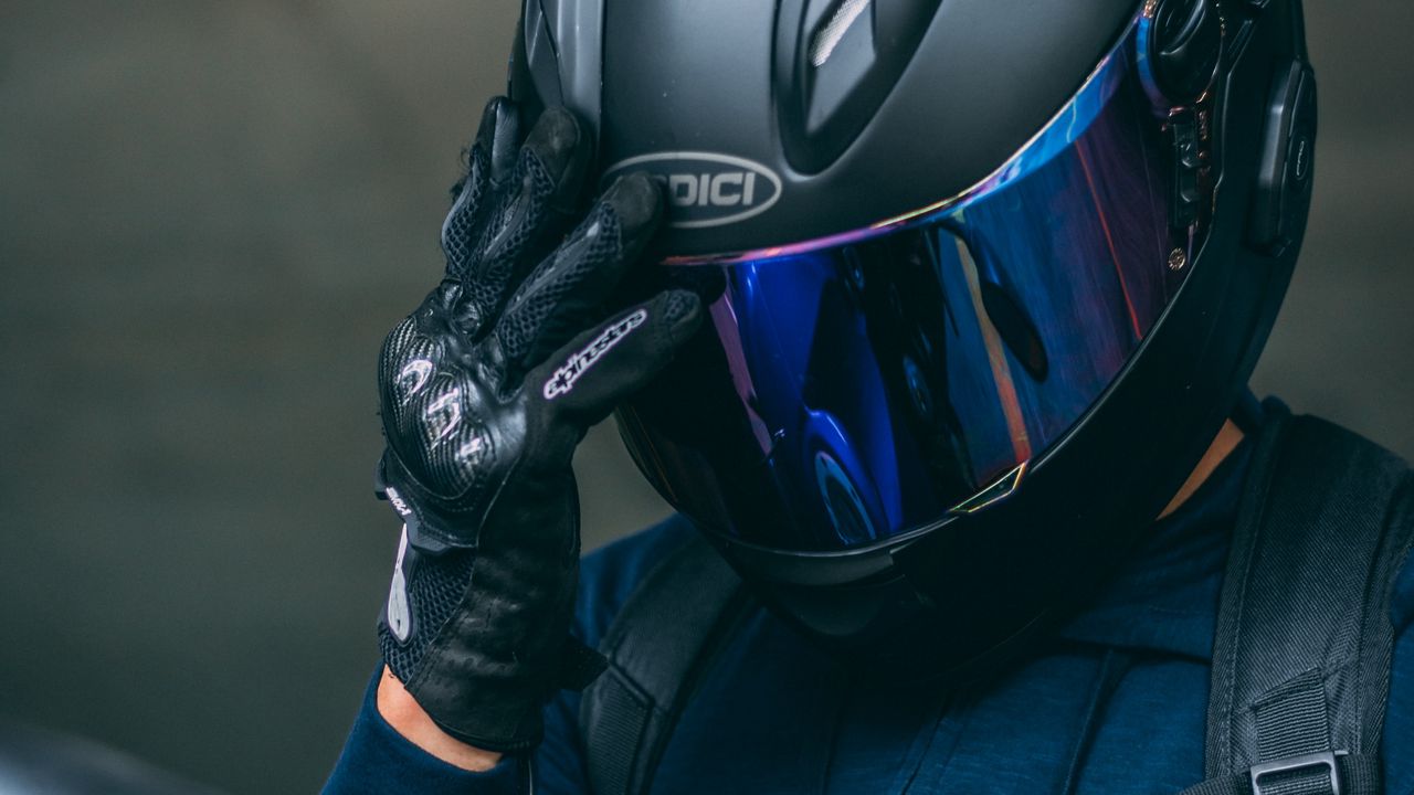 Wallpaper motorcyclist, helmet, black, biker hd, picture, image