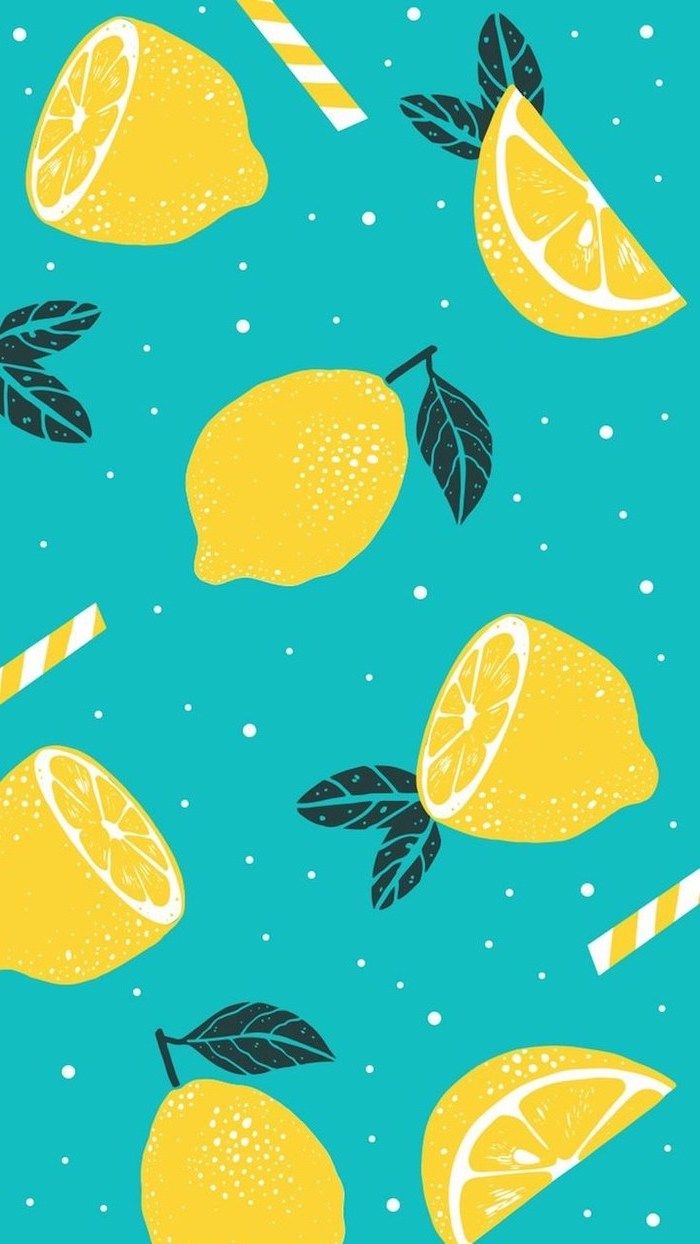cute phone background, colored drawing, sliced lemons, on blue background. Fruit wallpaper, Summer wallpaper, Phone wallpaper