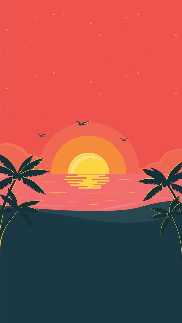 Summer wallpaper verano fondo de pantalla background palmeras sun sol. Vintage drawing, Creative art, Minimalist wallpaper