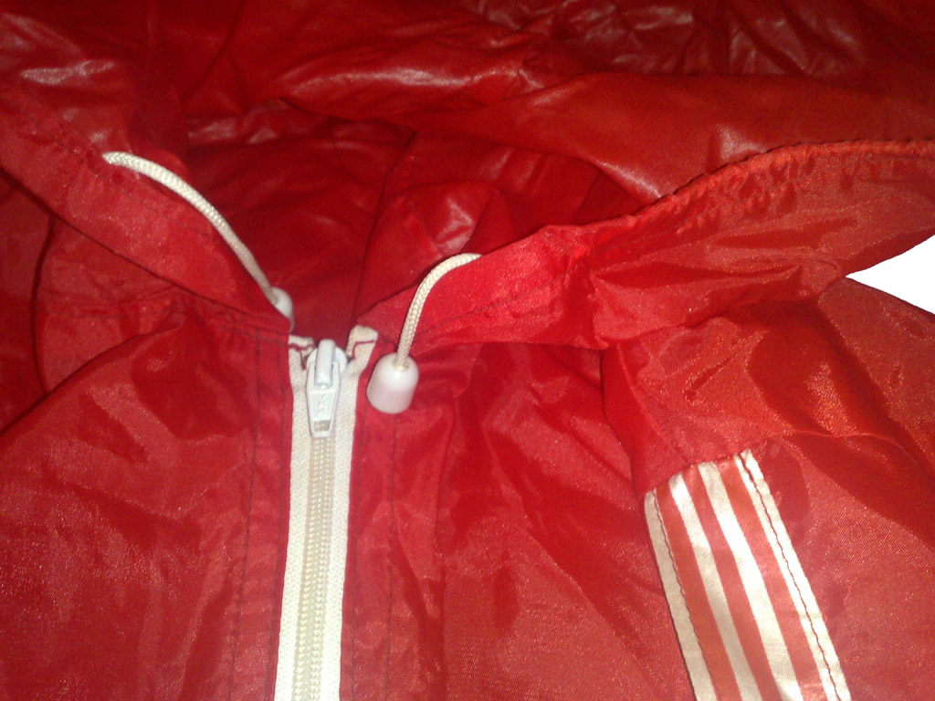 1980's red nylon cagoule. If you have any old coats / jacke