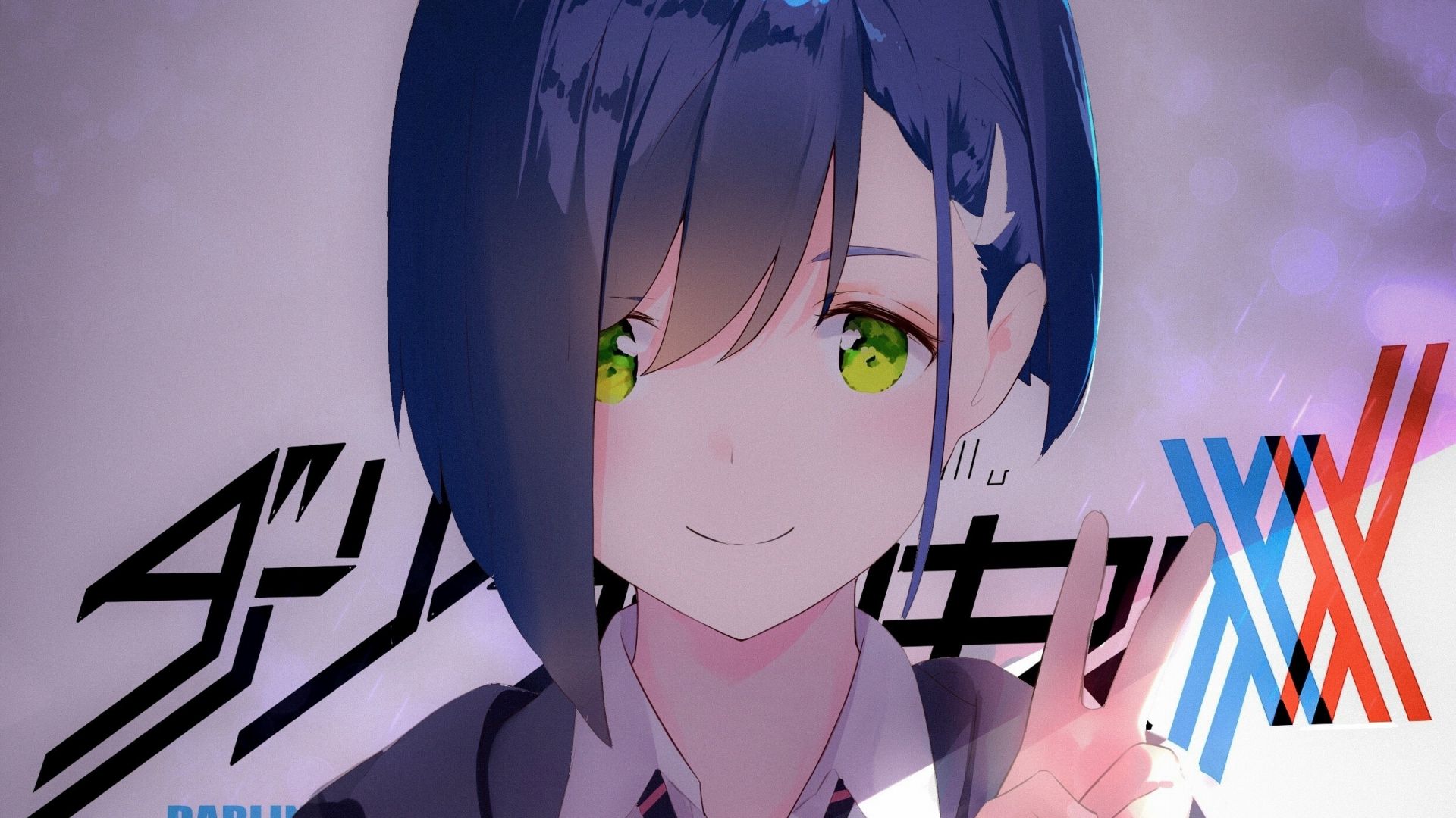 Desktop wallpaper cute eyes, ichigo, blue hair, short, darling in the franxx, HD image, picture, background, cf60d3