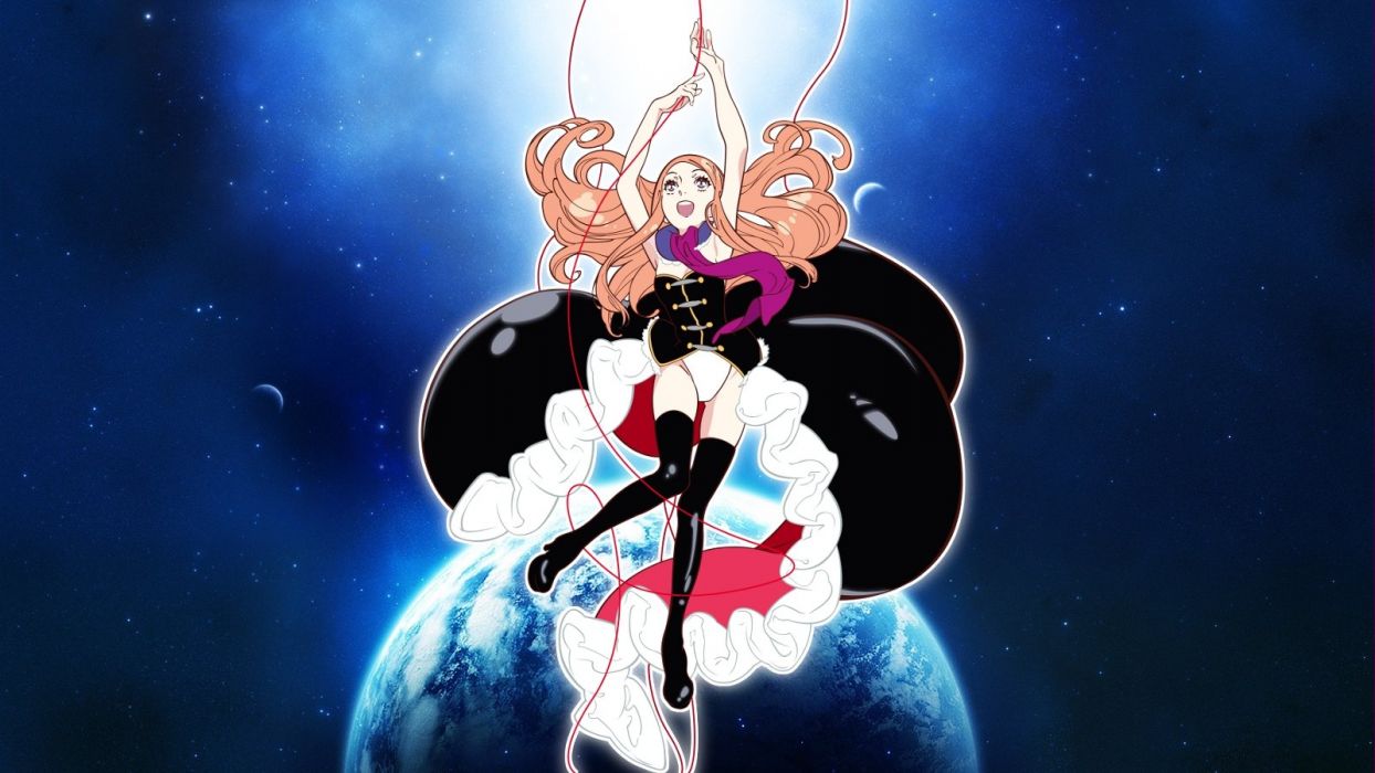 Blondes panties outer space dress stars planets Earth scarfs Mawaru Penguindrum Takakura Himari wallpaperx900