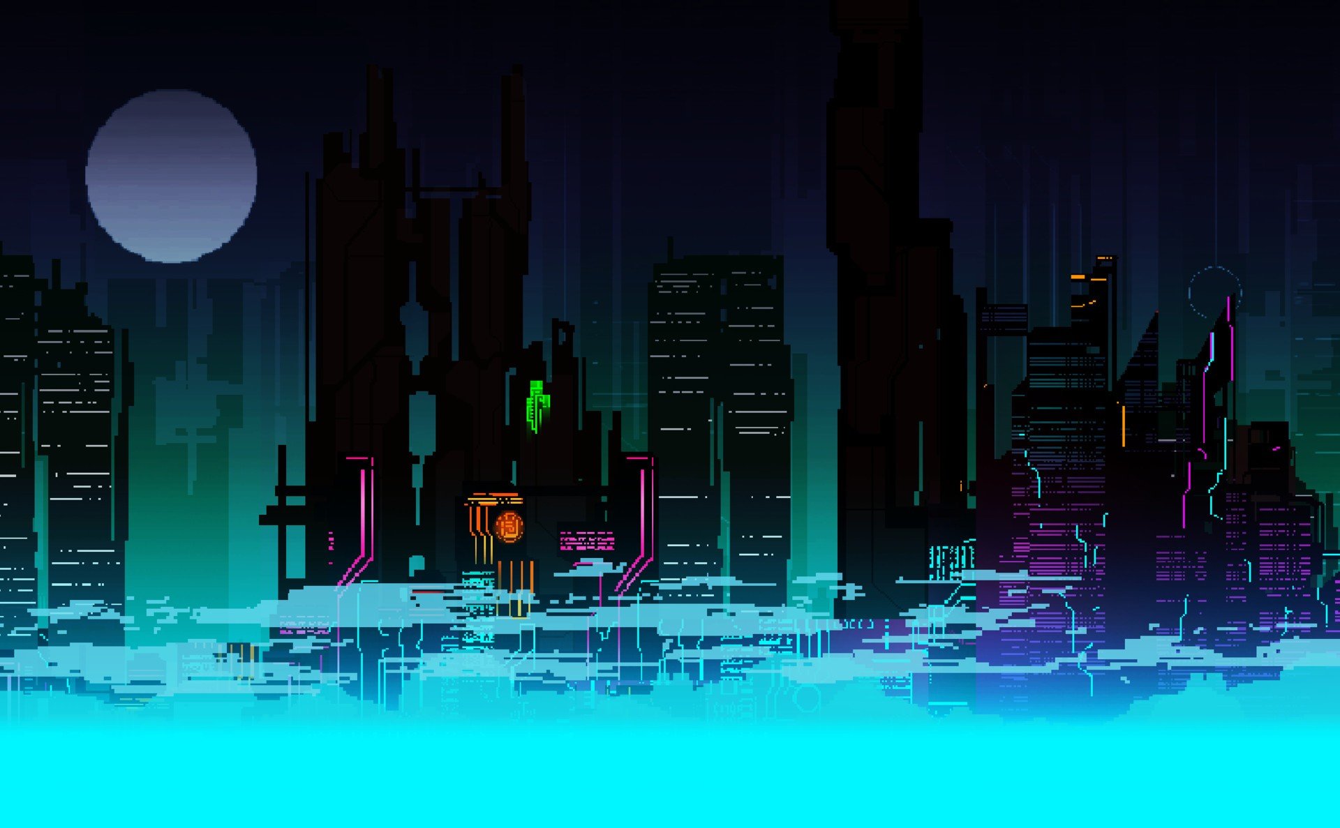 digital art pixel art city colorful concept art wallpaper