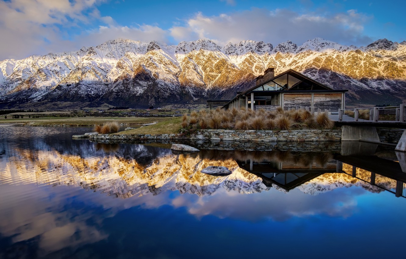 Wallpaper mountains, reflection, New Zealand, New Zealand, Queenstown, Lake Wakatipu, Queenstown, lake Wakatipu image for desktop, section пейзажи