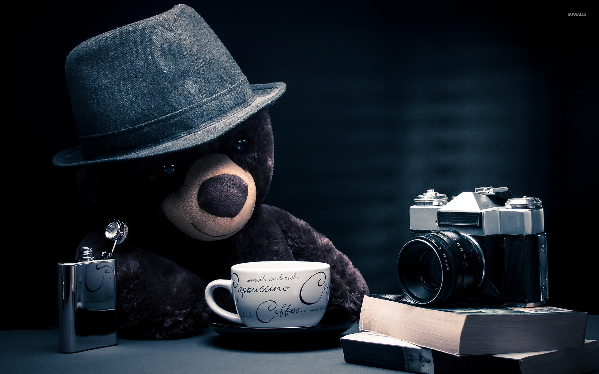 Teddy on a coffee break wallpaper wallpaper