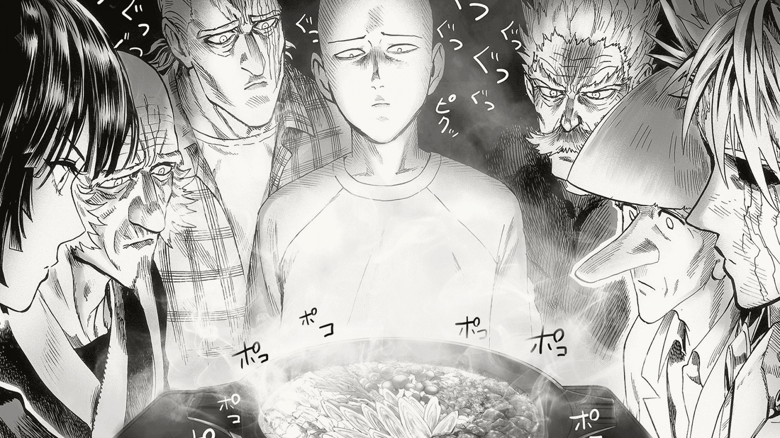Wallpaper, One Punch Man, Saitama, Genos, King One Punch Man, Blizzard of hell, Silver Fang, Hot Pot 1920x1080