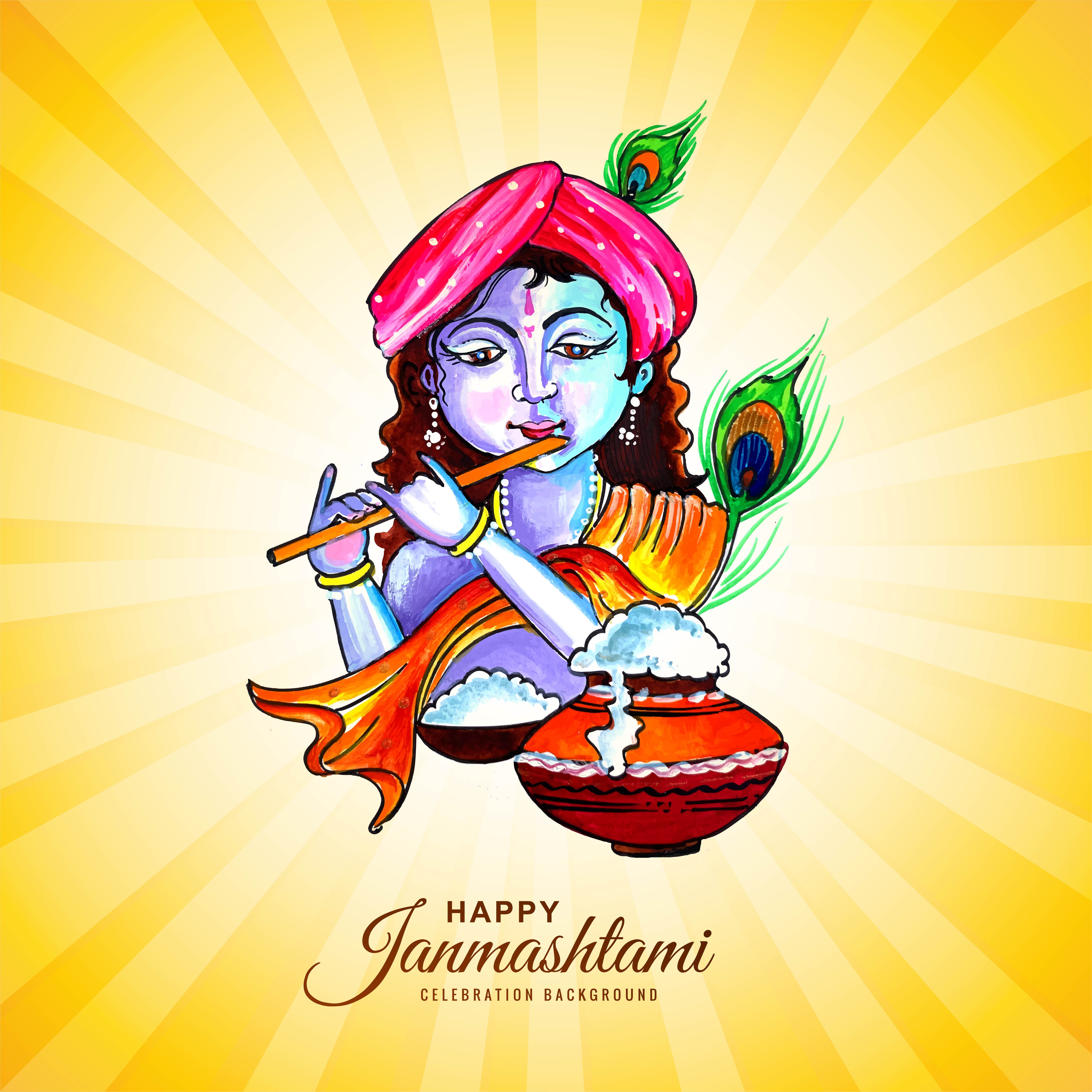 Happy Krishna Janmashtami festival card