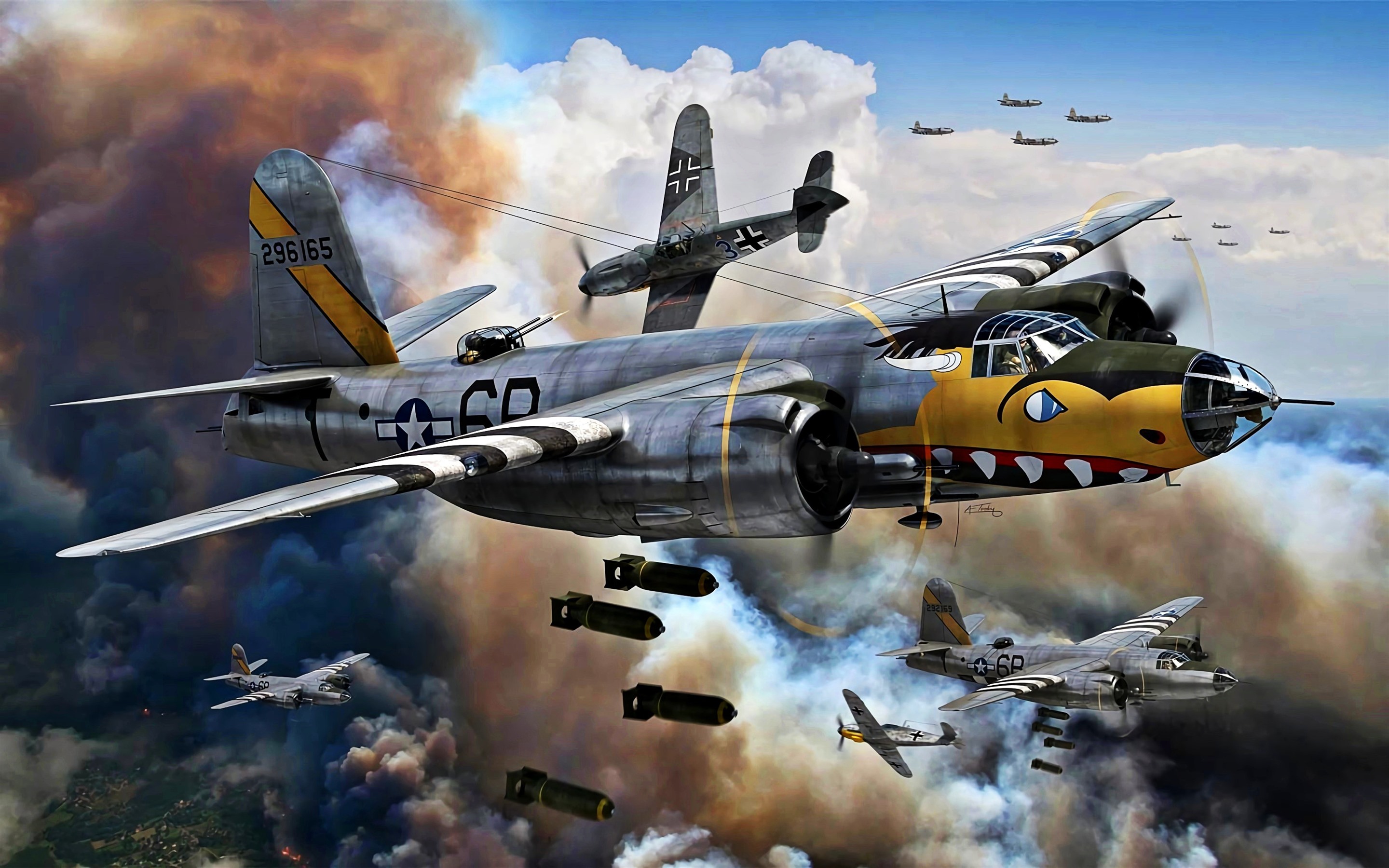 Wallpaper Air Force, bomber, war, art picture 2880x1800 HD Picture, Image