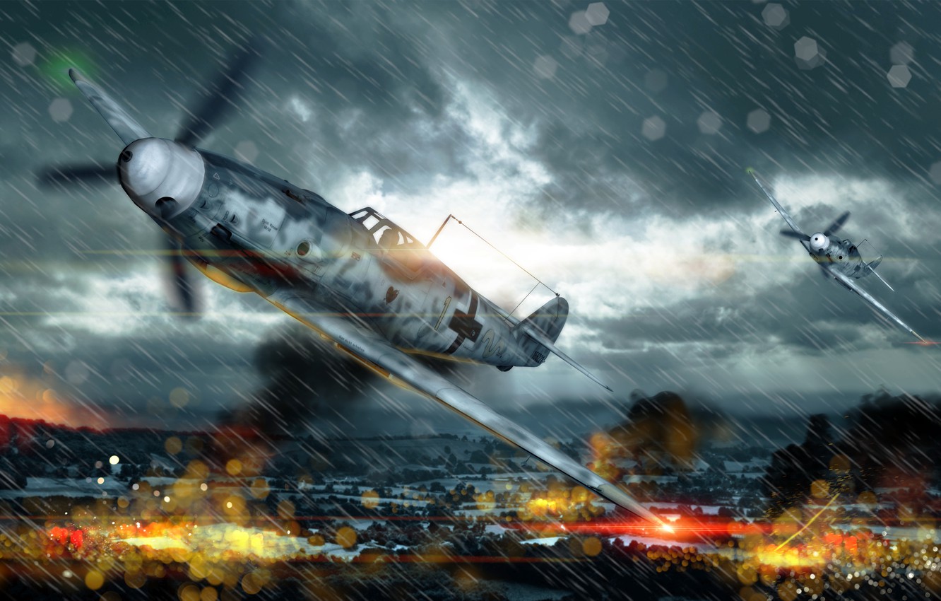 Wallpaper the sky, clouds, fighter, Art, jet, War Thunder, The German air force, German, Bf109 image for desktop, section игры