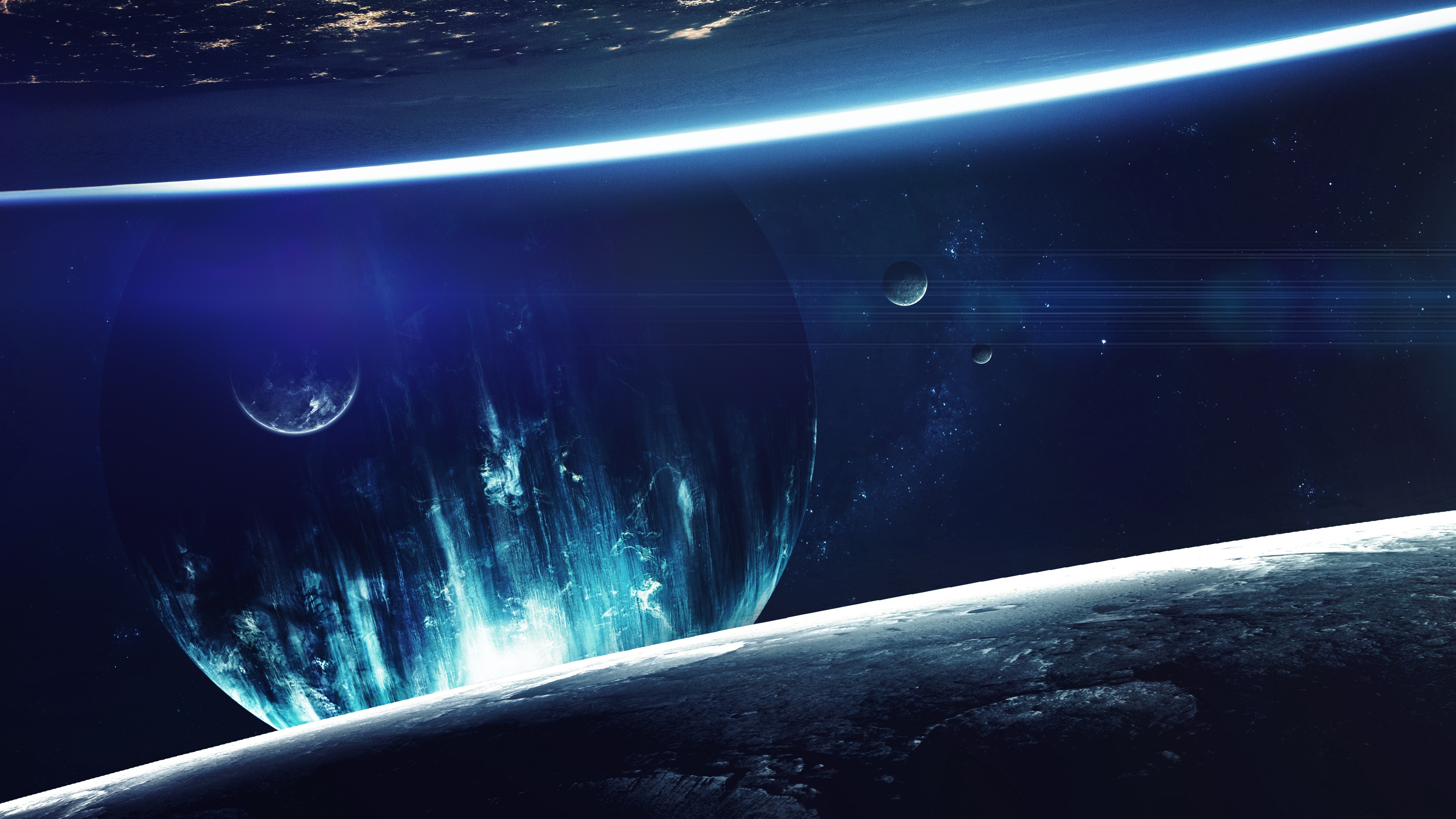 Wallpaper Fantasy cosmos, planet, light 3840x2160 UHD 4K Picture, Image