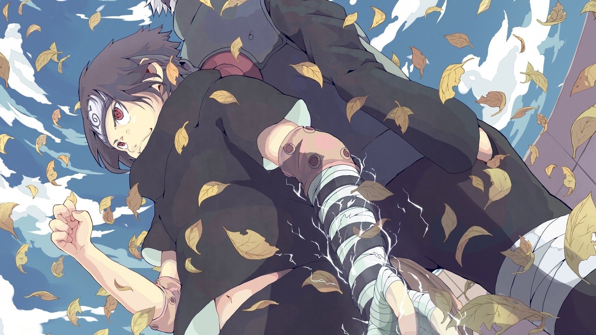 leaves, Uchiha, Sasuke, Naruto, Shippuden, Sharingan, Anime, Kakashi, Hatake Wallpaper HD / Desktop and Mobile Background