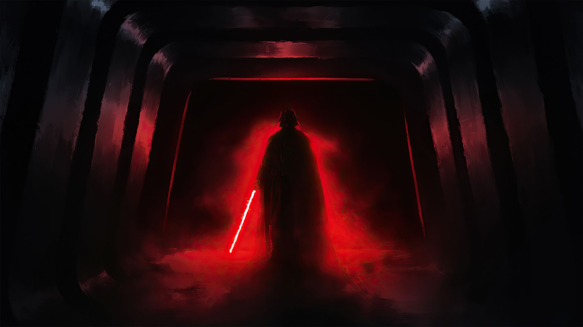 Desktop Wallpaper Darth Vader With Red Light Bar, Dark, HD Image, Picture, Background, 418c84