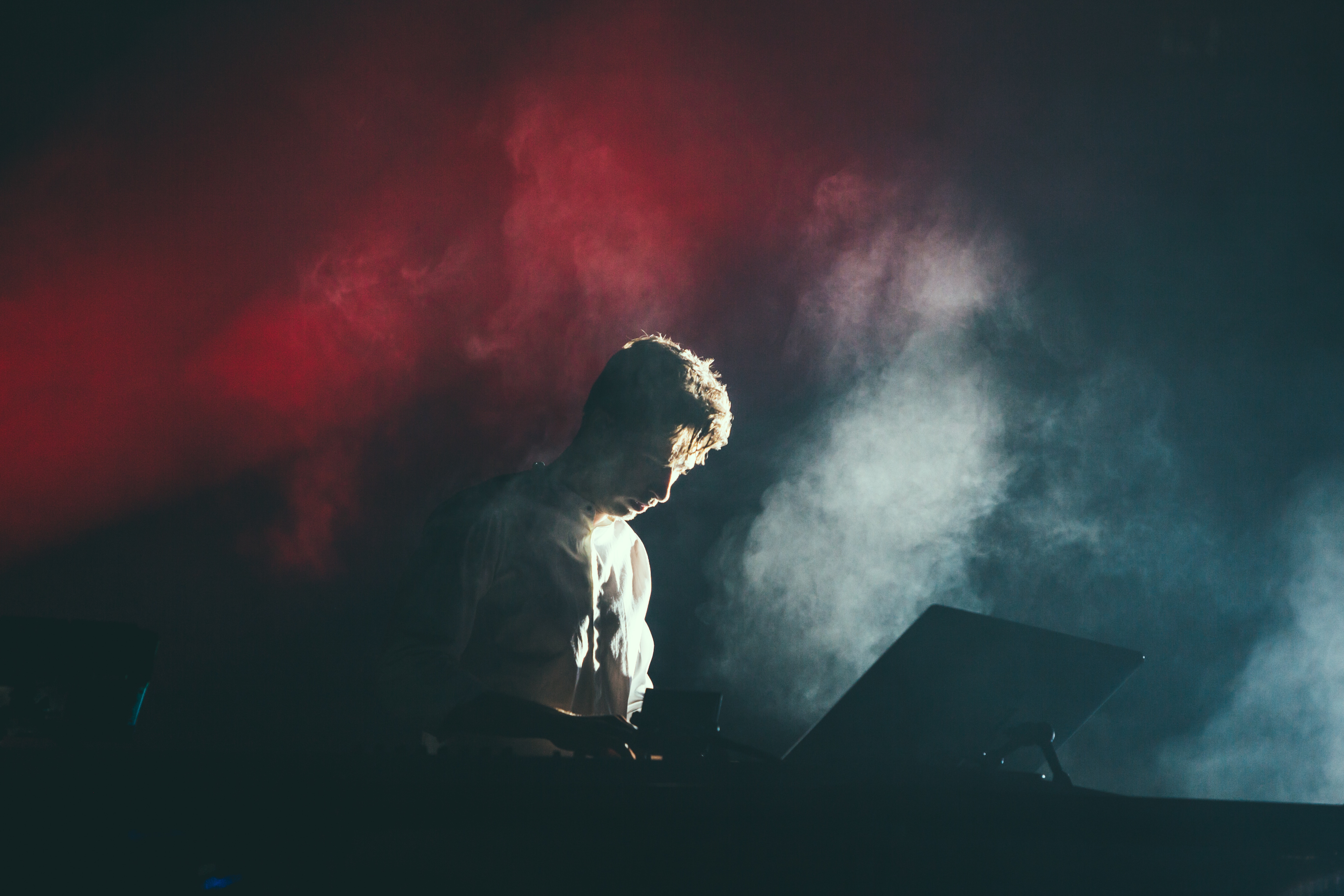 5472x3648 #Free , #fog, #concert, #male, #performance, #dark, #smoke, #red, #crowd, #festival, #music, #live, #white, #stage, #play, #musician, #glow, #perform, #light, #man, #night. Mocah HD Wallpaper