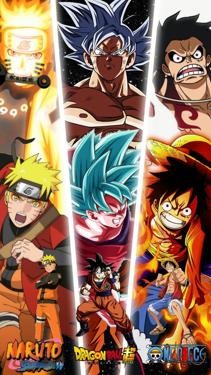 naruto, goku & luffy. Anime crossover, All anime characters, Anime