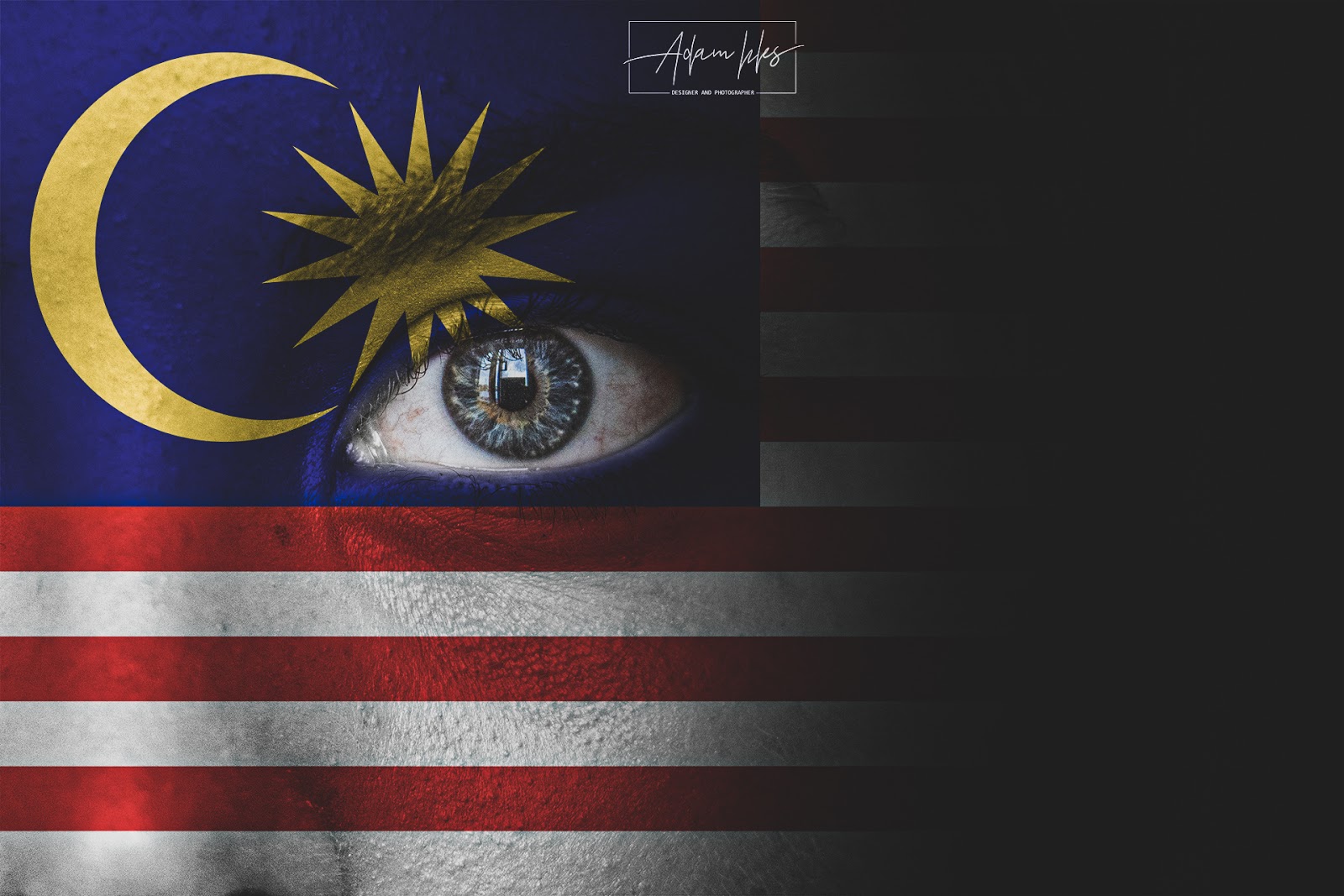 Photo of the flag of Malaysia on the face of a Child background