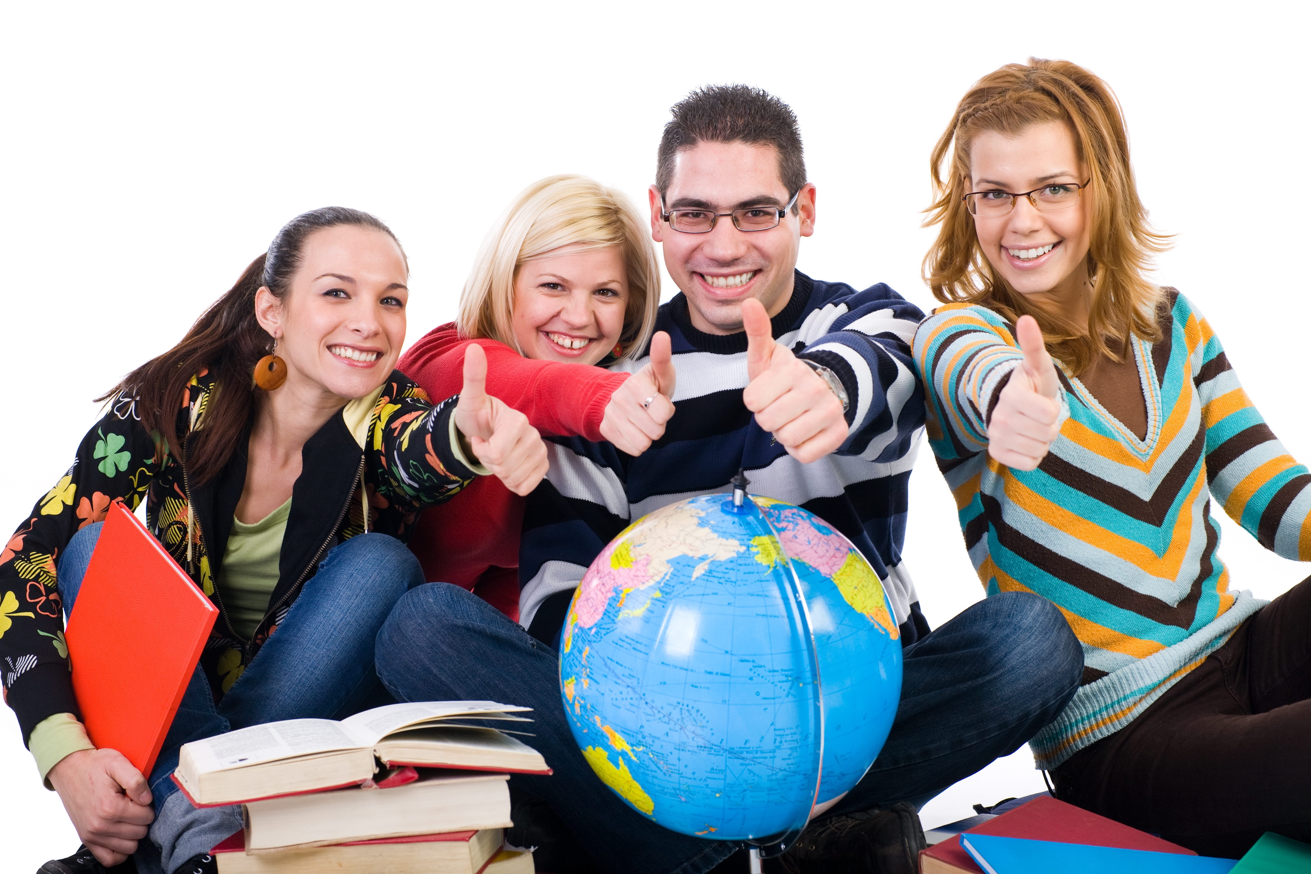 Wallpaper, students, fingers, class, globe, books, white background 4368x2912