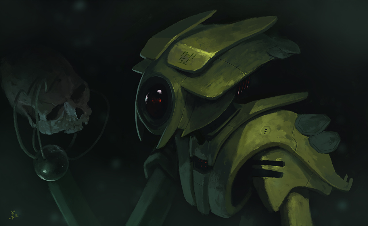Wallpaper Skulls Robots Aliens Sci Fi Fantasy