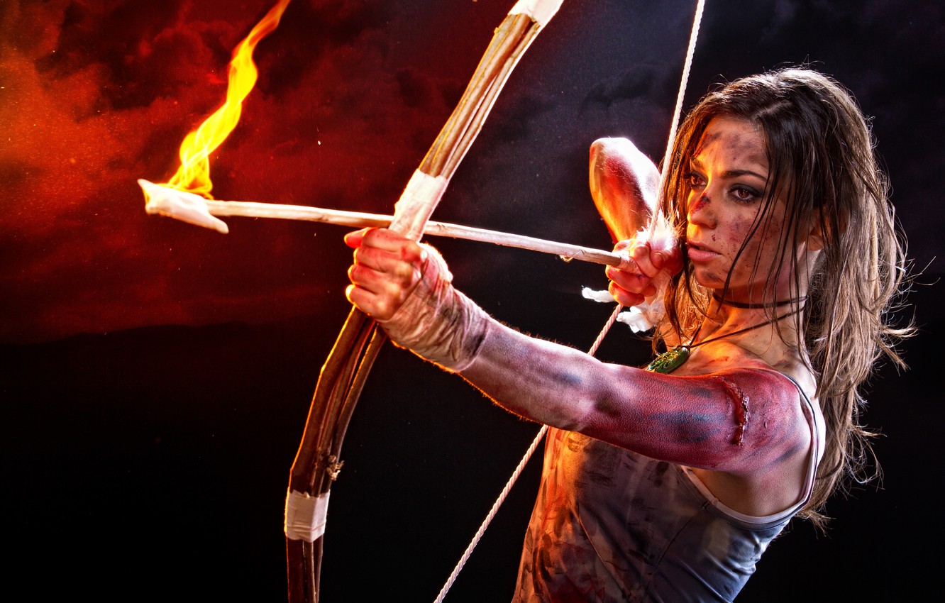 bow and arrow with fire