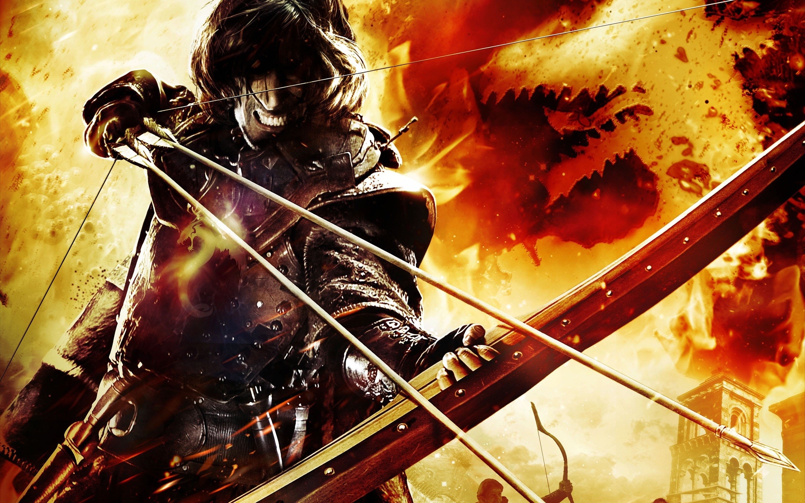 Wallpaper, anime, bow, fire, teeth, arrows, screenshot, computer wallpaper, pc game, Dragons Dogma 2560x1600