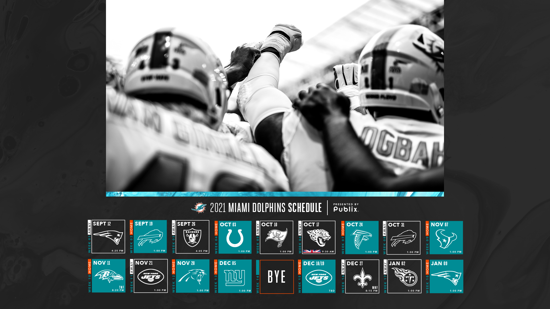 2021-2022 Miami Dolphins Wallpaper Schedule