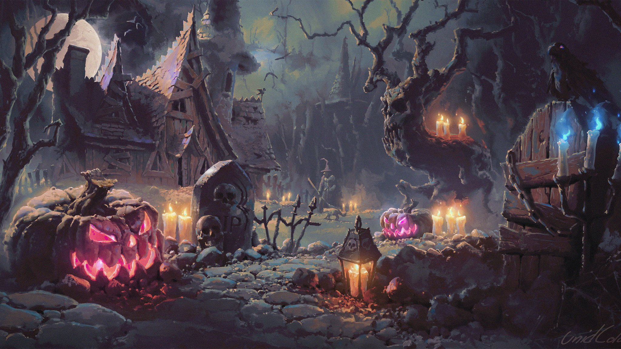 Halloween Artwork 2048x1152 Resolution HD 4k Wallpaper, Image, Background, Photo and Picture