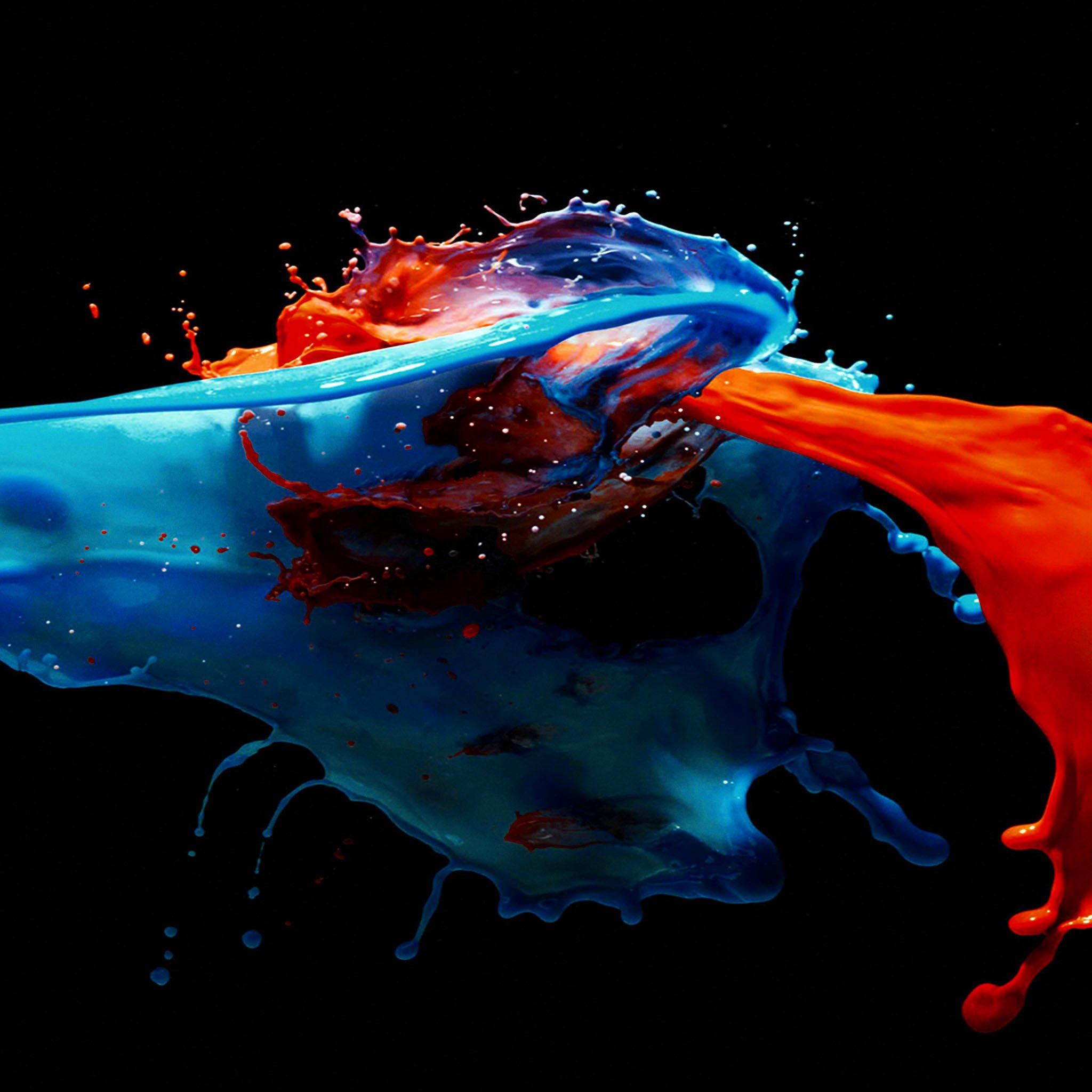 Paint Splash Art Illust Dark Blue Red iPad Air Wallpaper Free Download