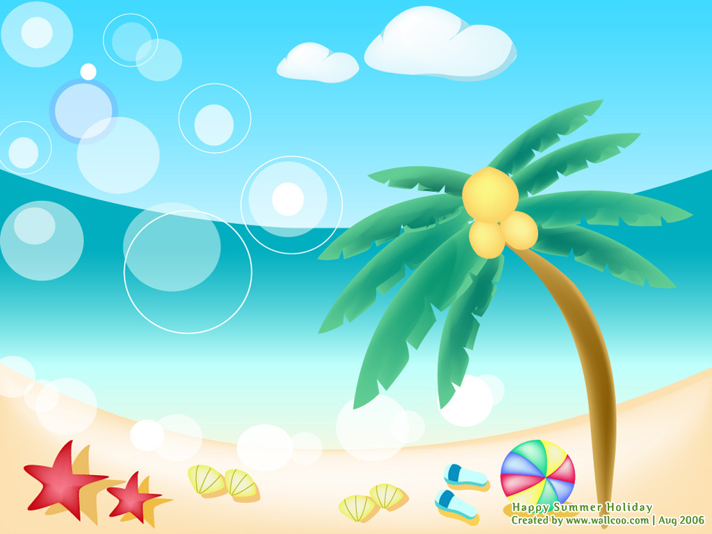 Digital Art, Vector illustraitons Summer illustraitons of Summer Scene 1024x768 NO.9 Desktop Wallpaper