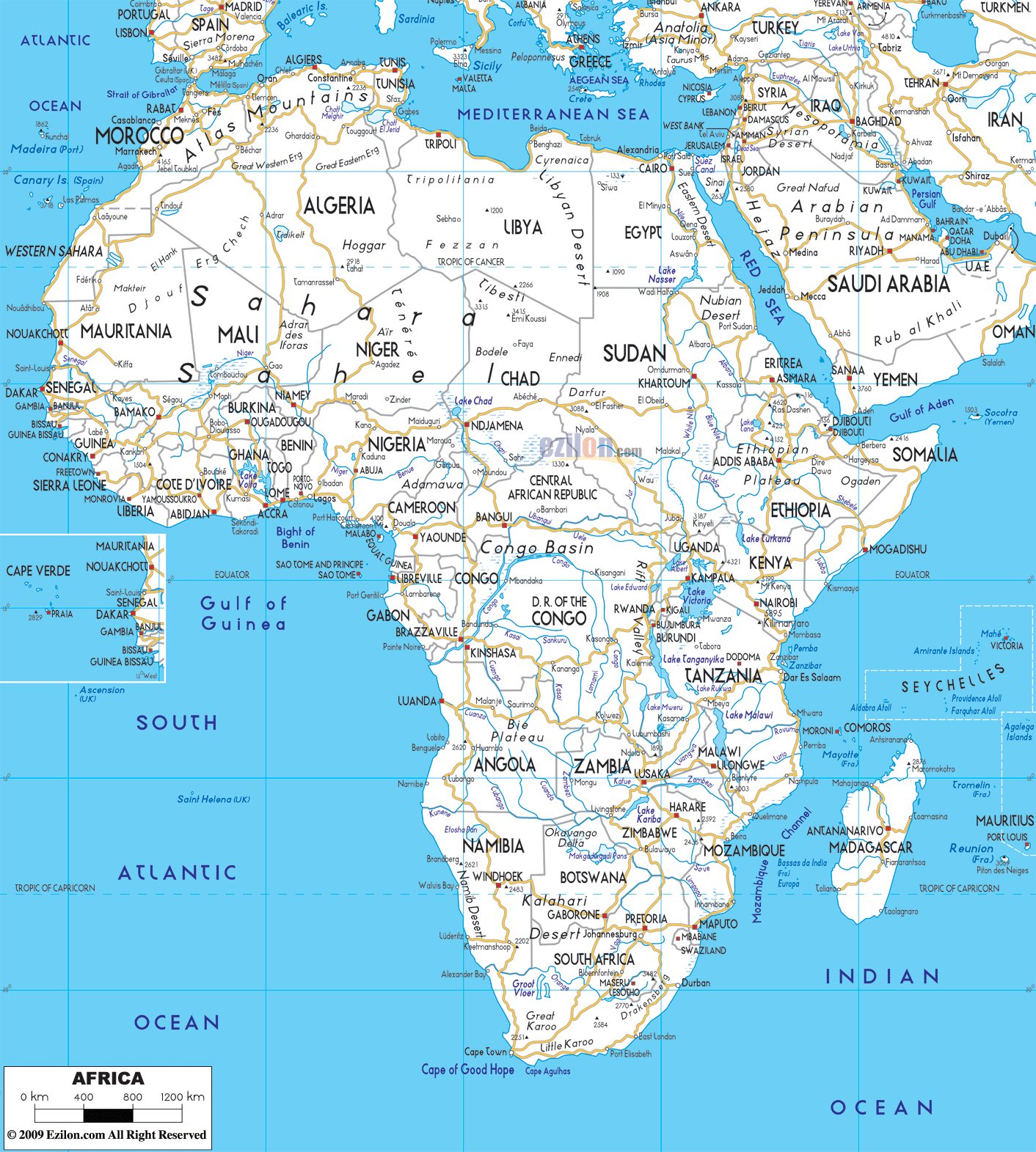 Detailed Clear Large Road Map of Africa