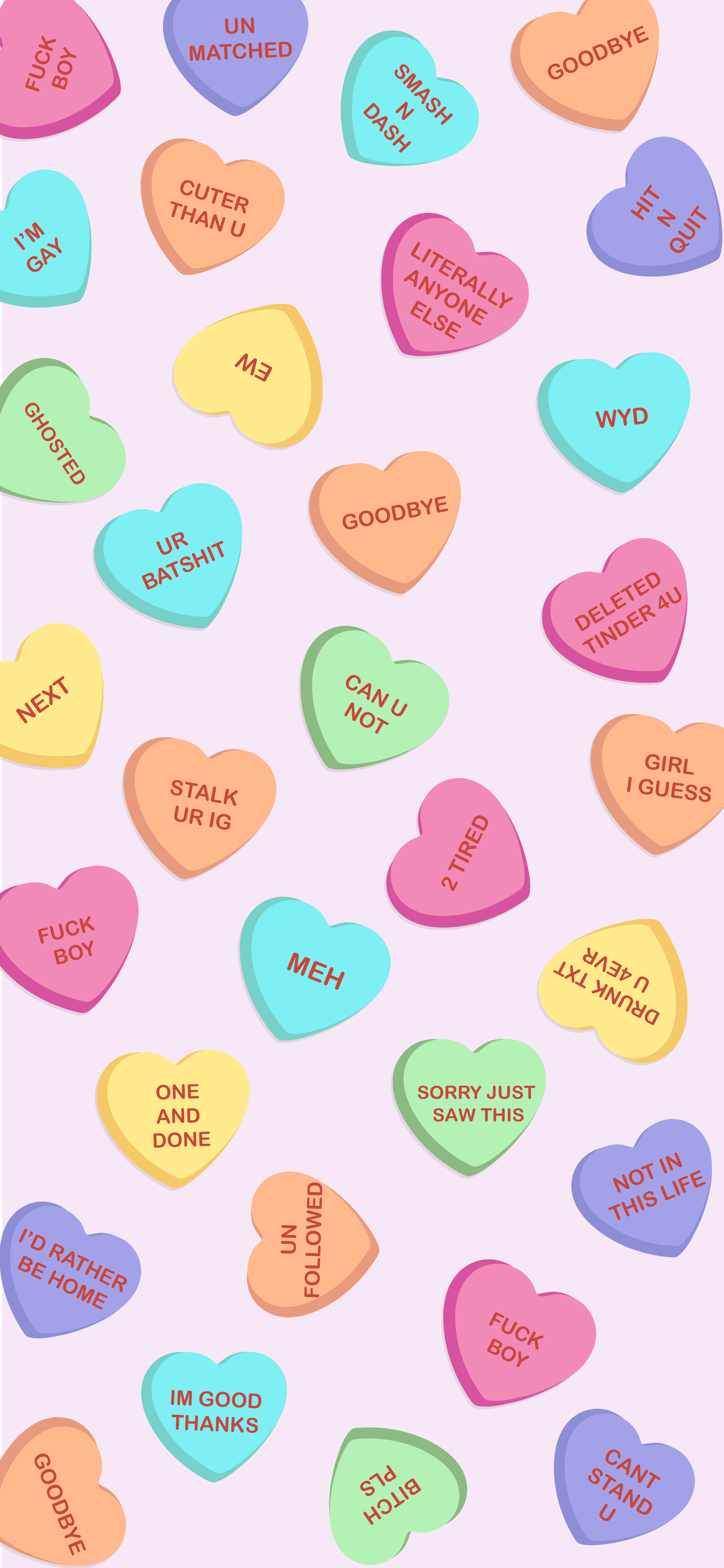 Valentine // iPhone wallpaper // conversation hearts // aesthetic //  smartphone background