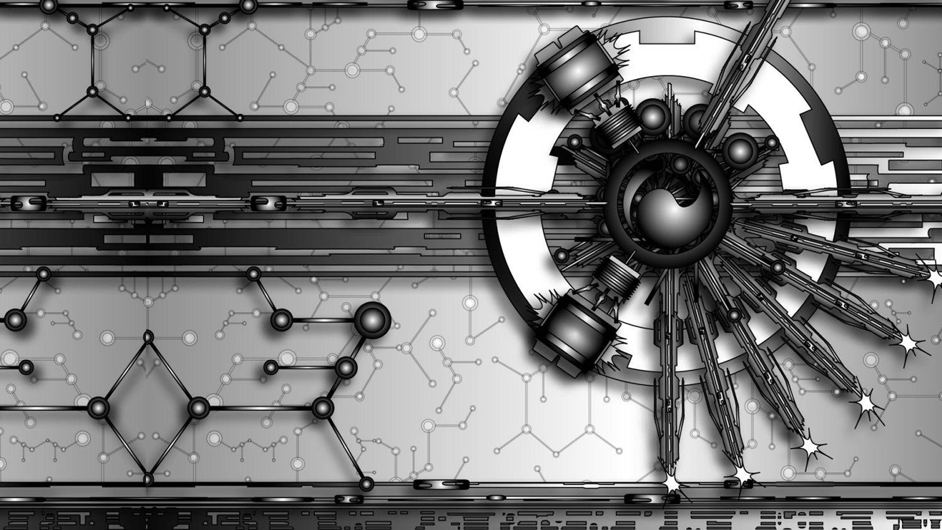 Wallpaper, abstract, metal, technology, gray, vector art, angle, wheel, graphics, 1920x1080 px, computer wallpaper, black and white, monochrome photography 1920x1080
