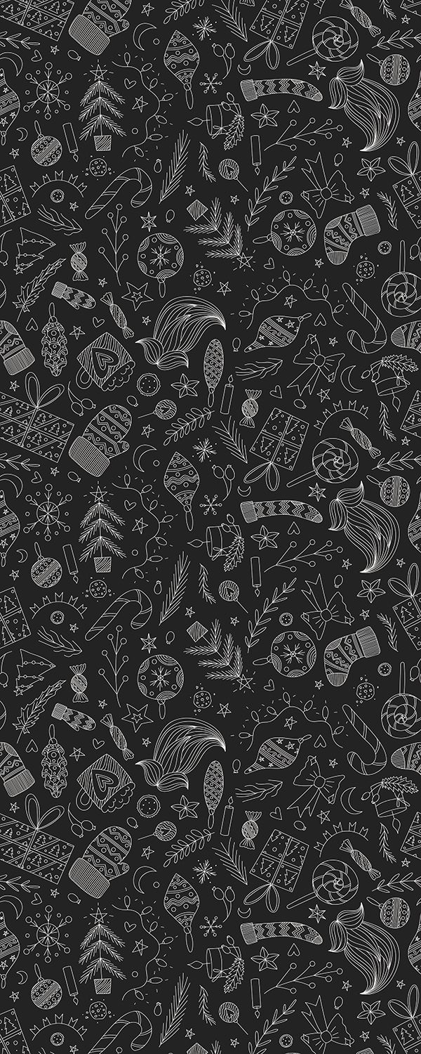 Black Christmas Doodle Pattern. Wallpaper iphone christmas, Phone wallpaper patterns, Dark christmas