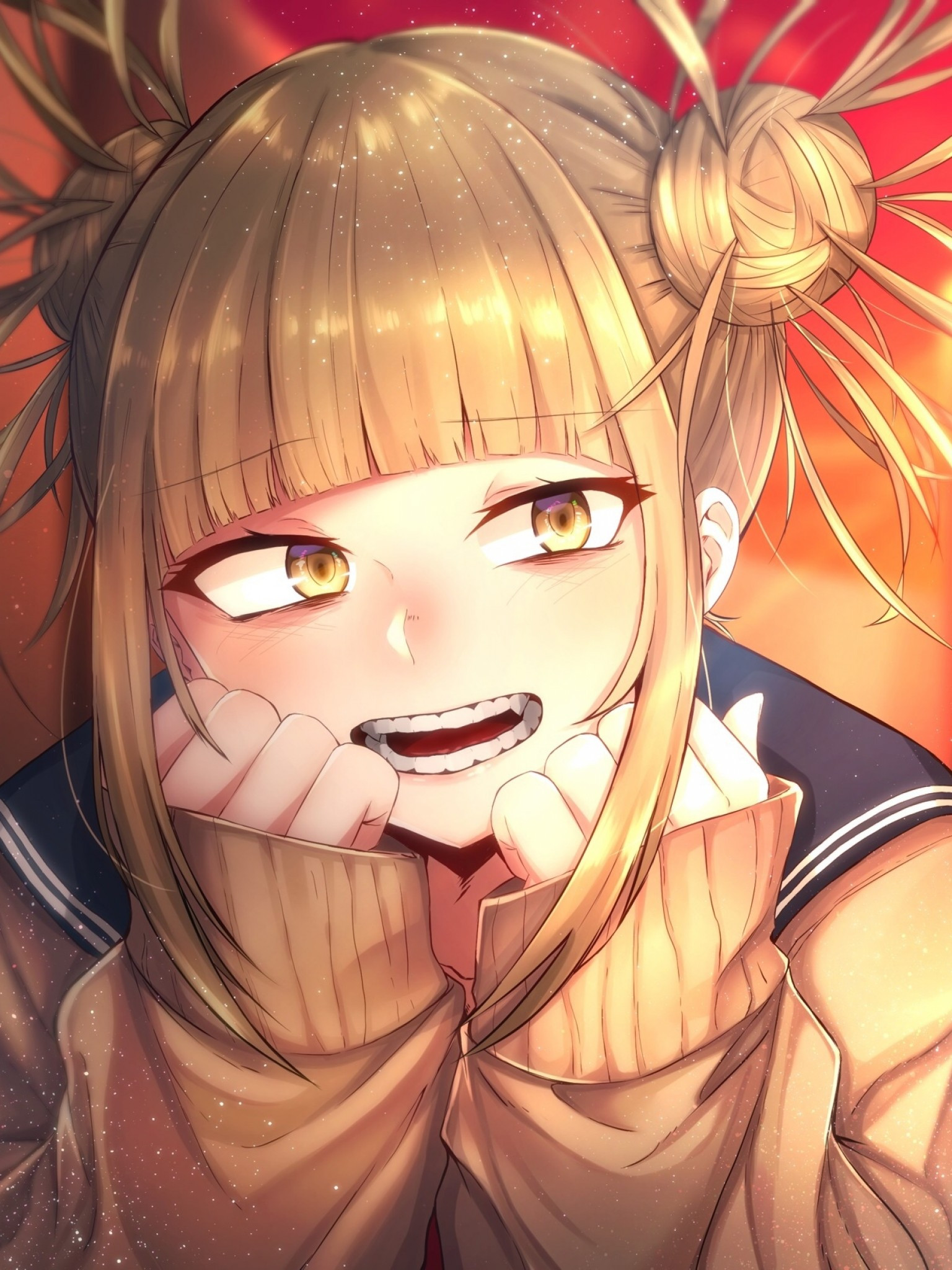 Download 1536x2048 Toga Himiko, Boku No Hero Academia, Creepy Smile, Blonde, School Uniform Wallpaper for Apple iPad Mini, Apple IPad 3, 4