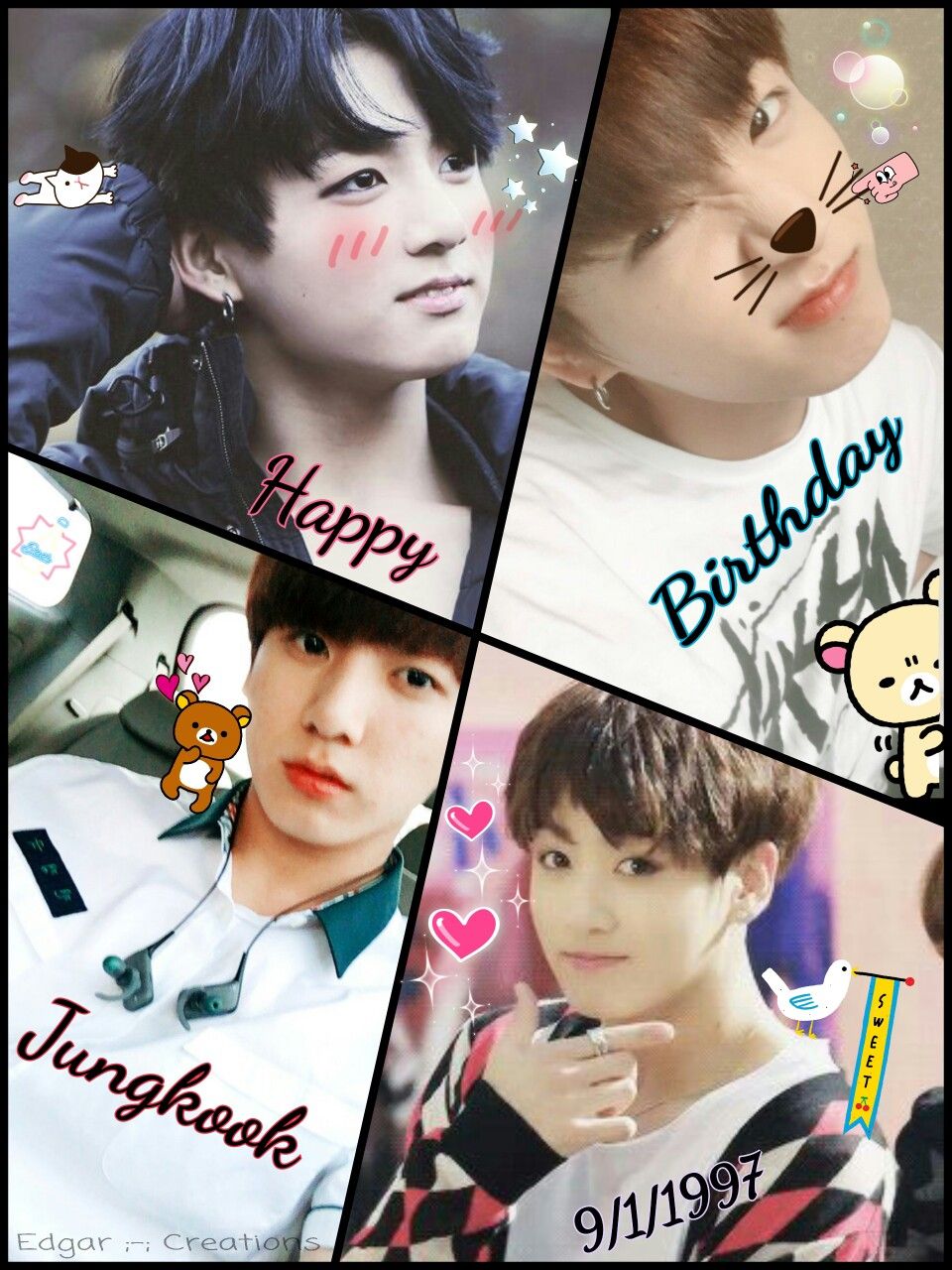 Bts Jungkook Happy birthday baby kookieee!!! Love you soo much -Edgar ;-; Creations. Jungkook, Jungkook fanart, Happy birthday baby