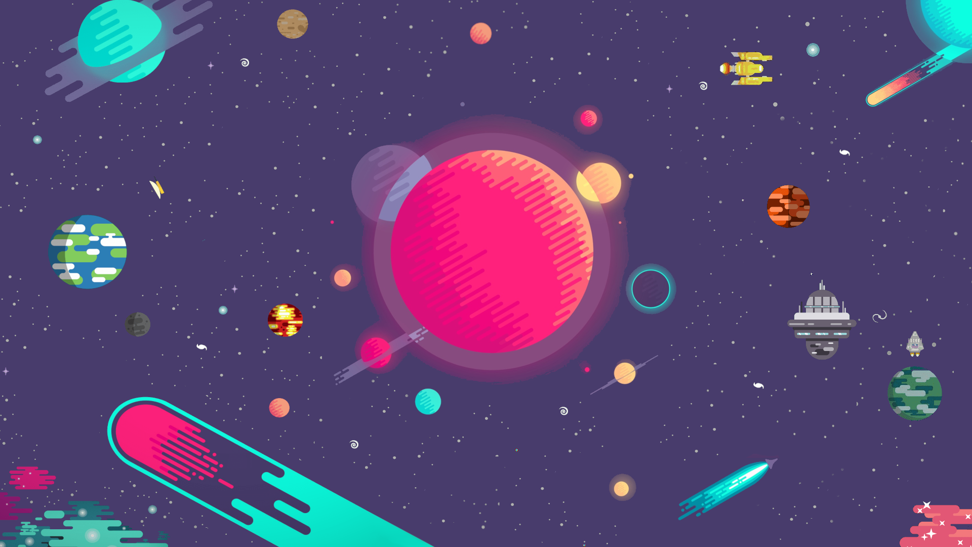 Drawing Colorful Artwork Space Space Art Wallpaper:1920x1080