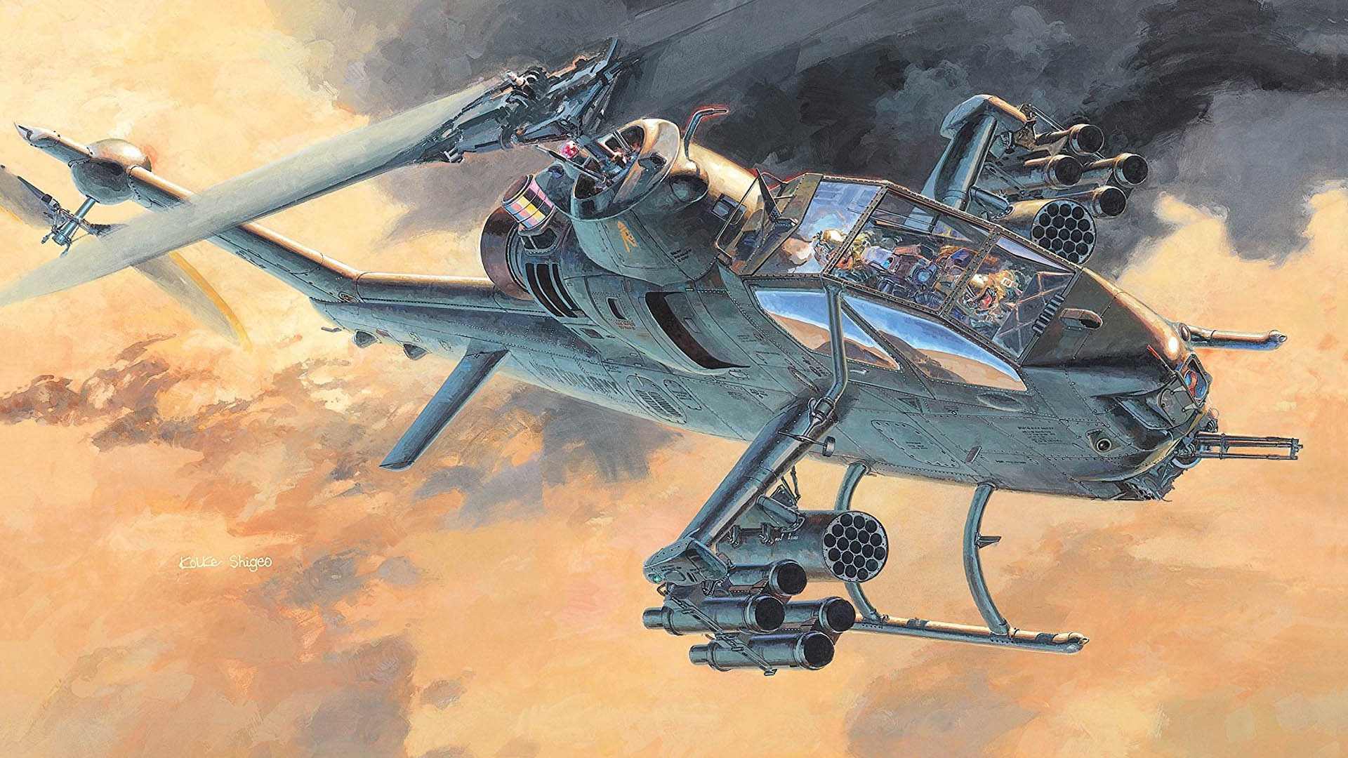 1920x1080 Aircraft, Attack Helicopter, Bell AH 1 Cobra, Artistic, Helicopter Wallpaper JPG