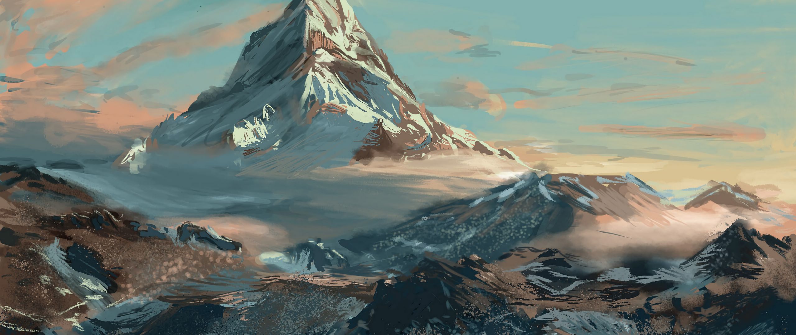 Mountain Illustration Wallpaper 2k Quad HD