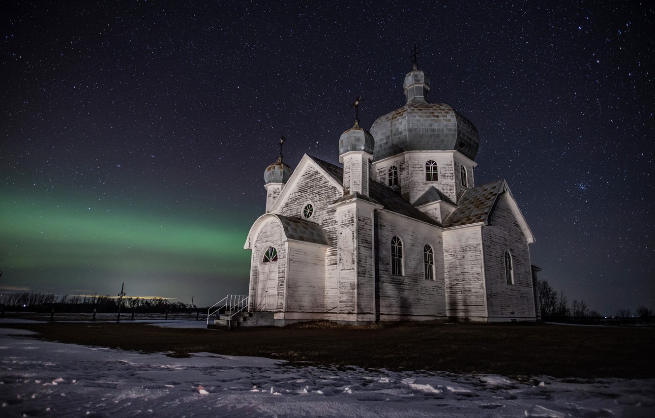 Wallpaper Night, Church, Forgotten, Saskatchewan image for desktop, section разное
