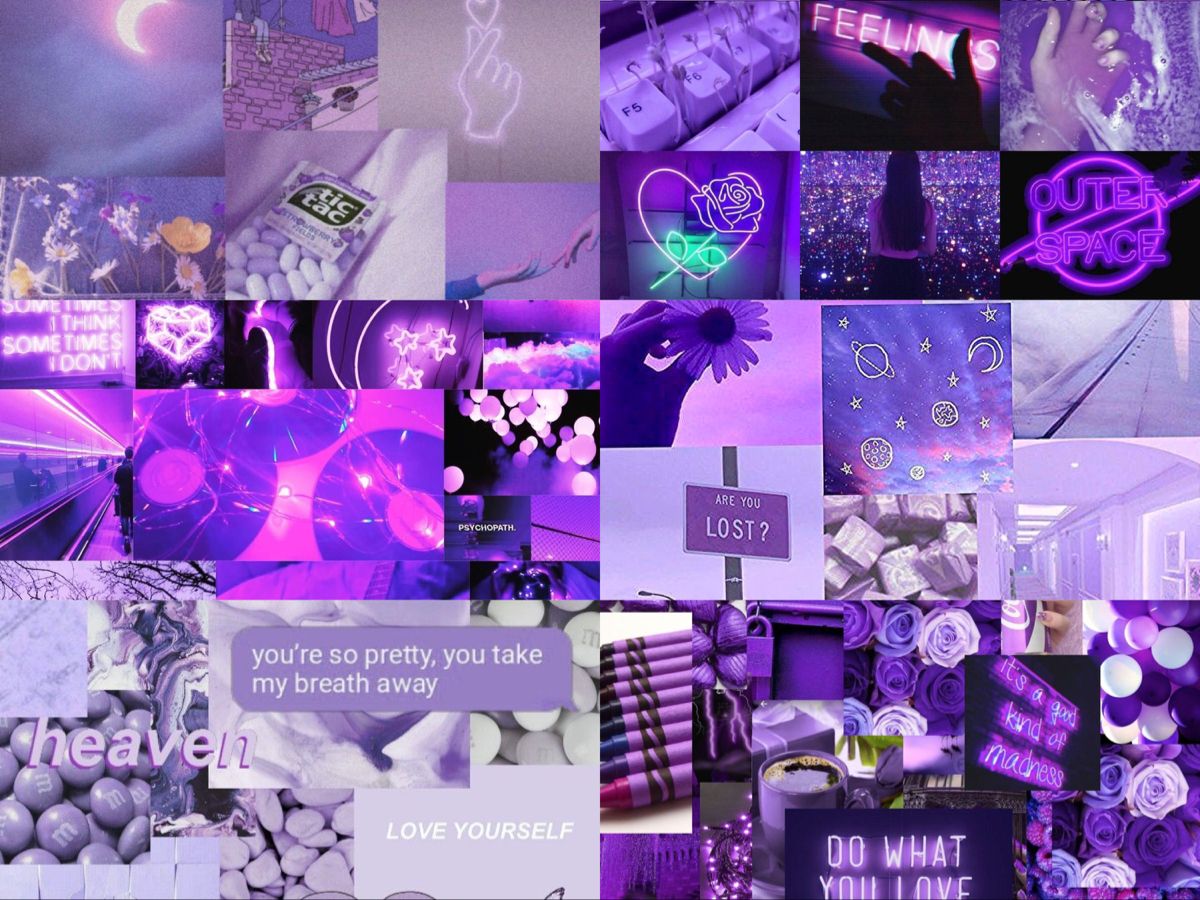 Purple Aesthetic Collage Desktop Wallpapers - Wallpaper Cave