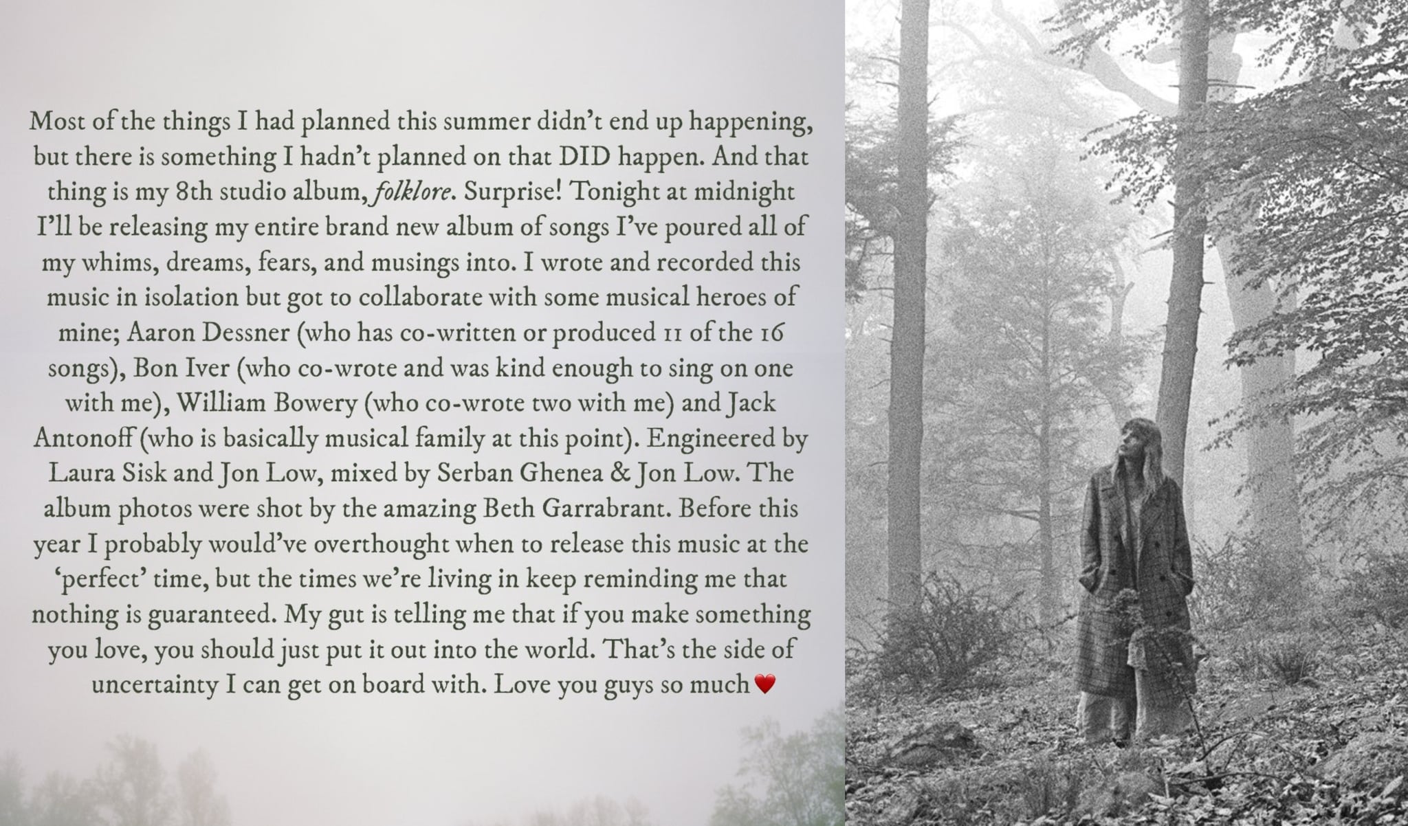 Taylor Swift Announces New Album, Folklore. POPSUGAR Middle East Celebrity and Entertainment