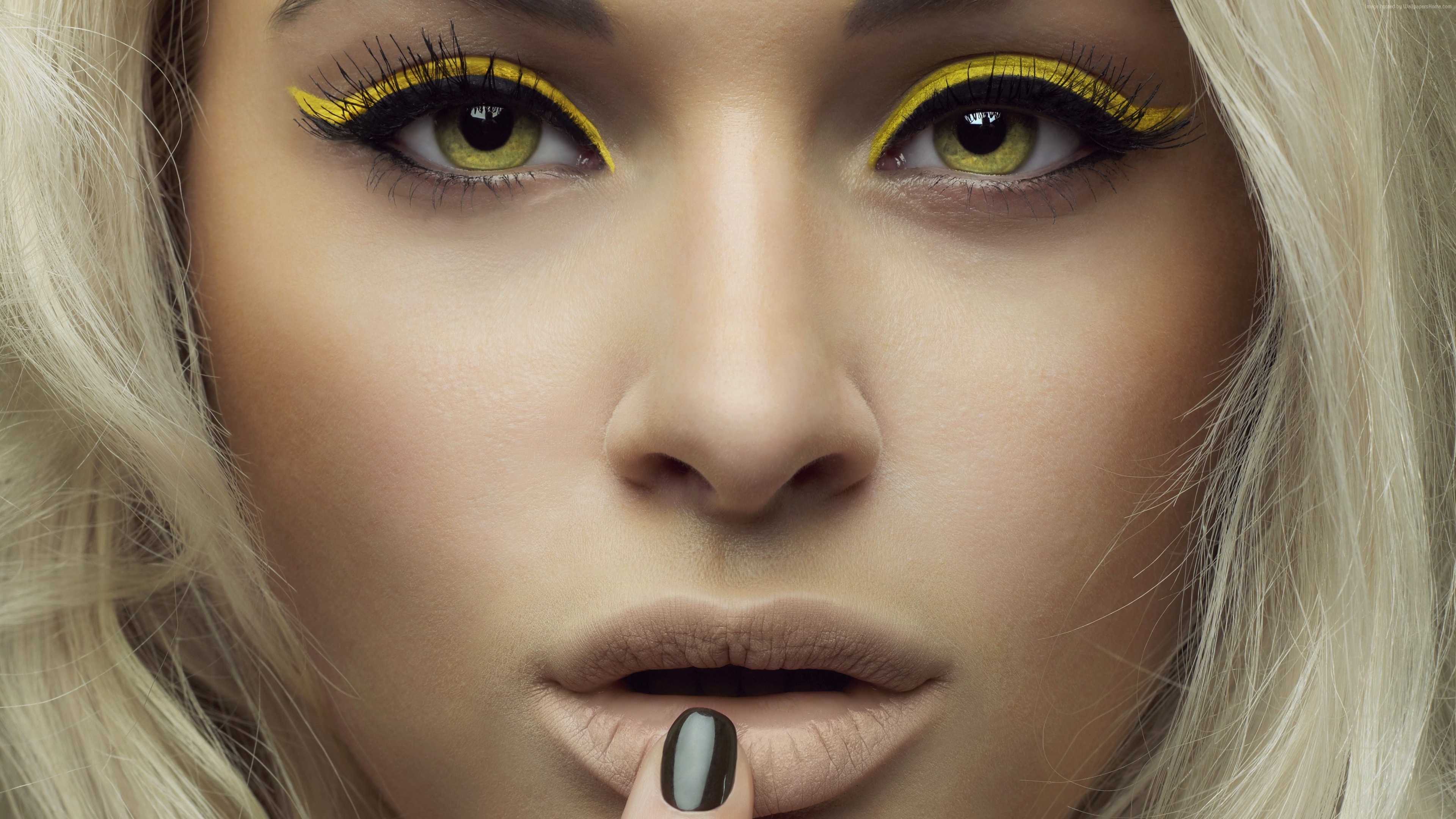 Wallpaper Blonde, yellow, eyes, lips, 5K, Girls Wallpaper Download Resolution 4K Wallpaper