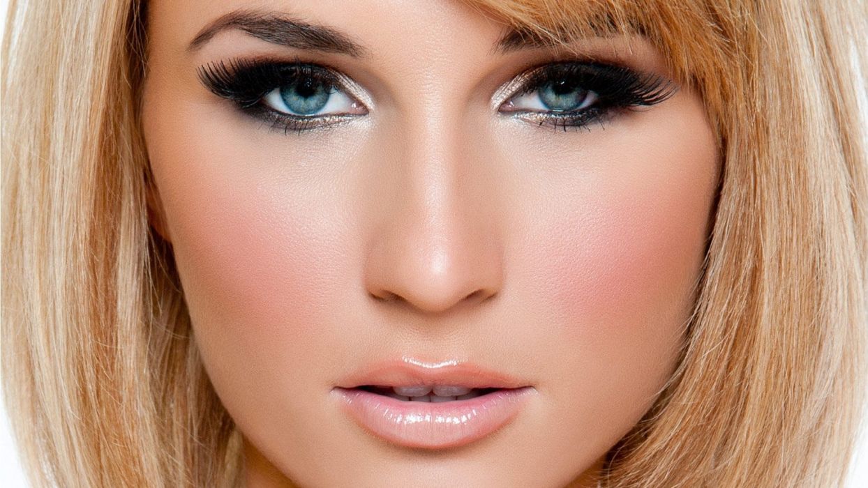 Face Woman Girl Billy Faers Blonde Blue Eyes Makeup Wallpaperx1080