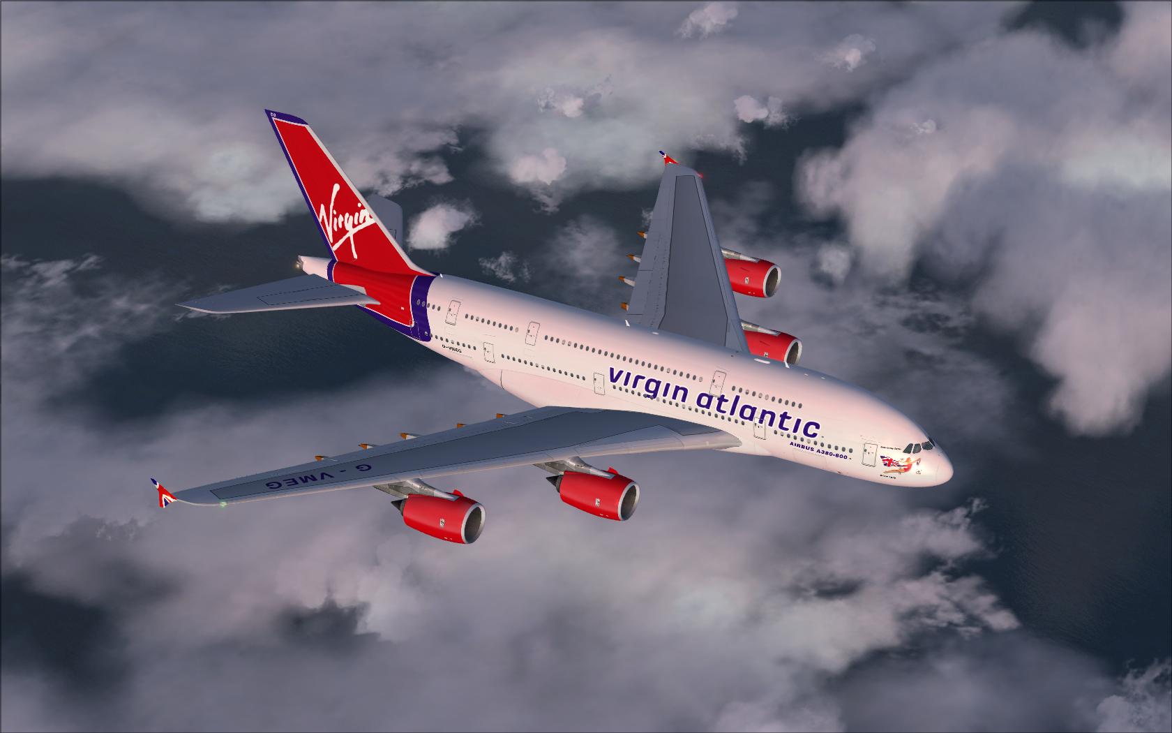 Download Wallpaper Clouds Airbus A380 Flight Simulator X Virgin Atlantic A380 1680x Virgin Atlantic Airbus A380 800 In Flight (Flight Simulator X)