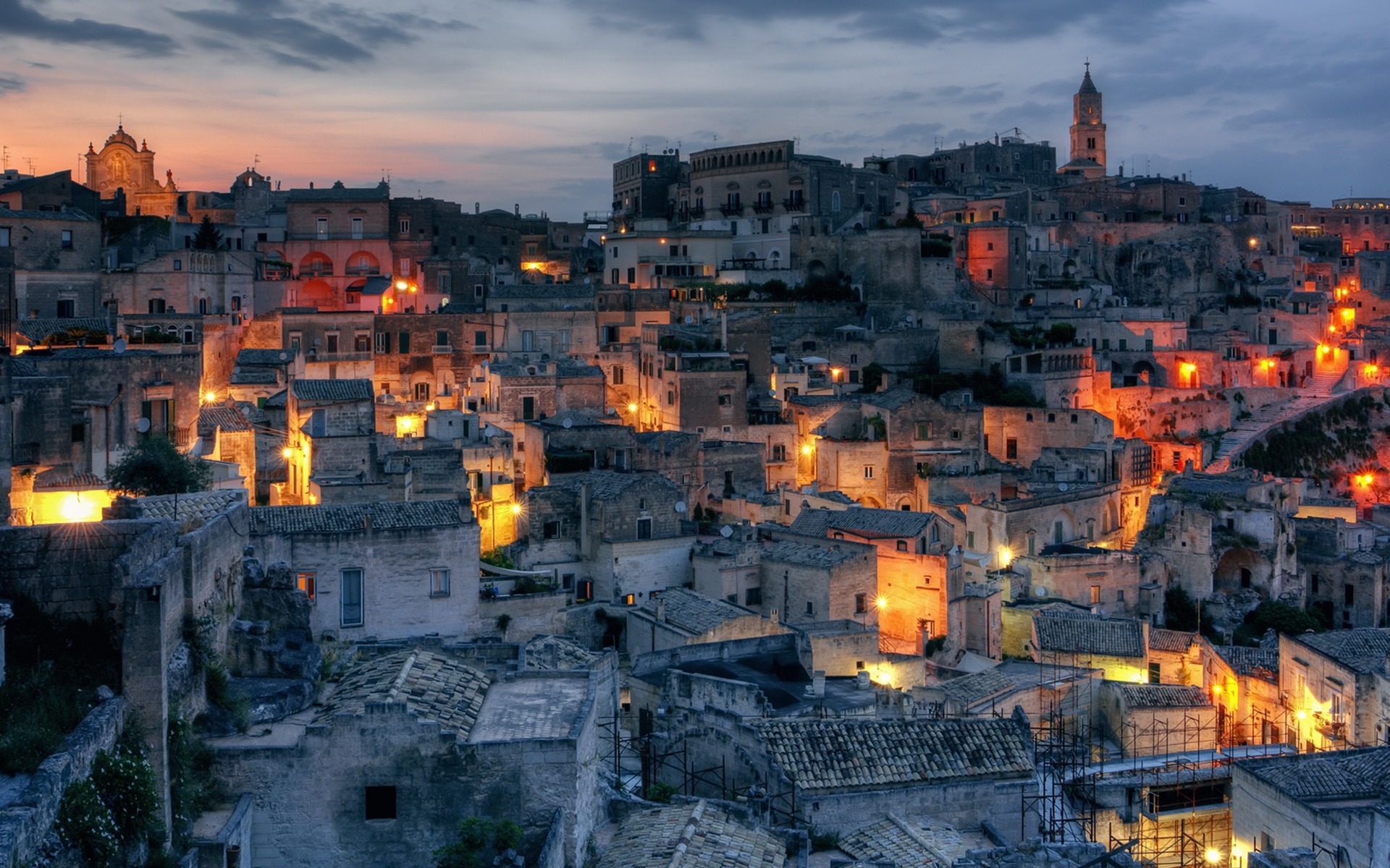 Download wallpaper Matera, Basilicata, city in the rock, old town, UNESCO, Italy for desktop with resolution 1920x1200. High Quality HD picture wallpaper