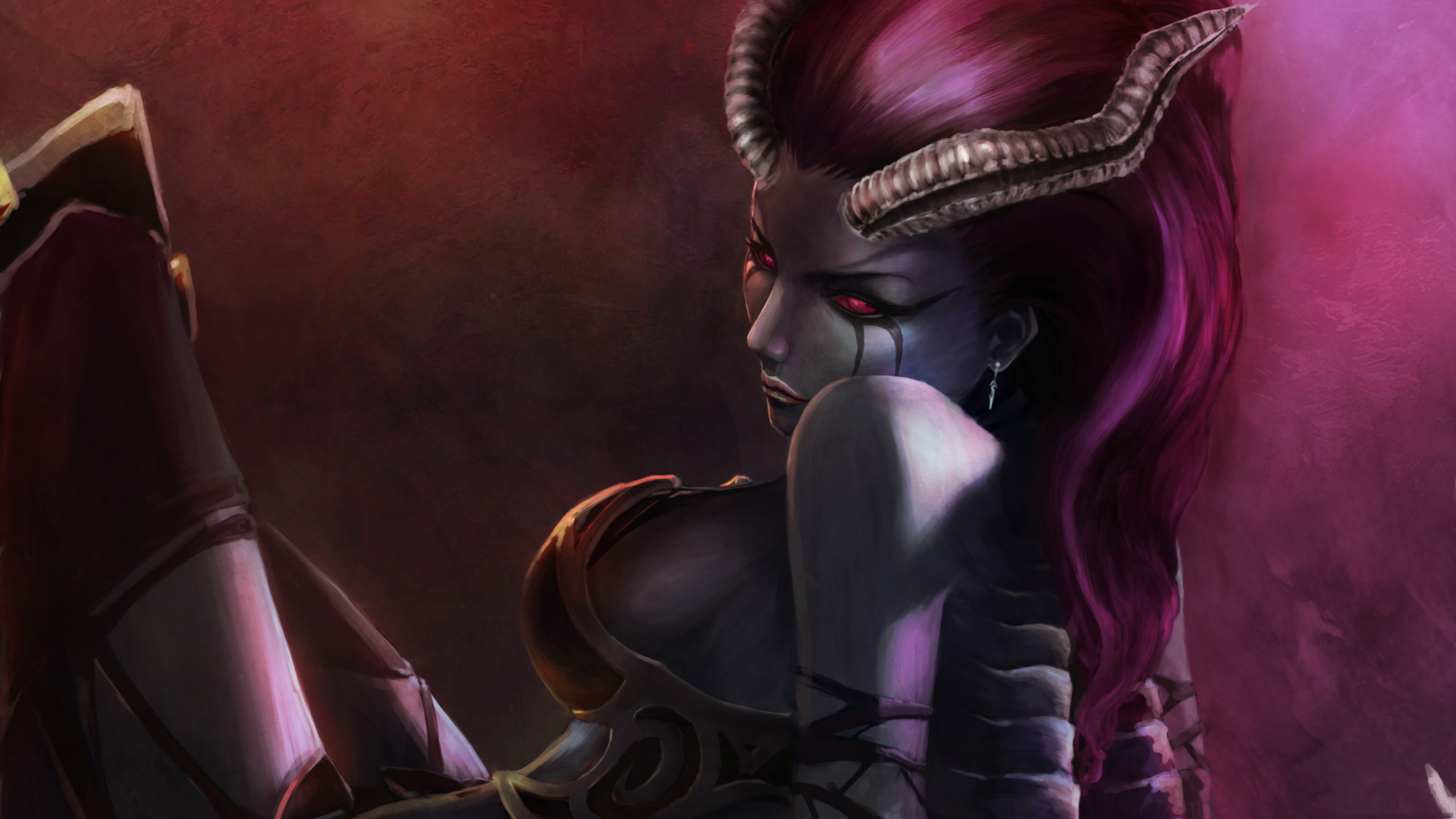Photo DOTA 2 Queen of Pain Demons Horns Fantasy young 1920x1080