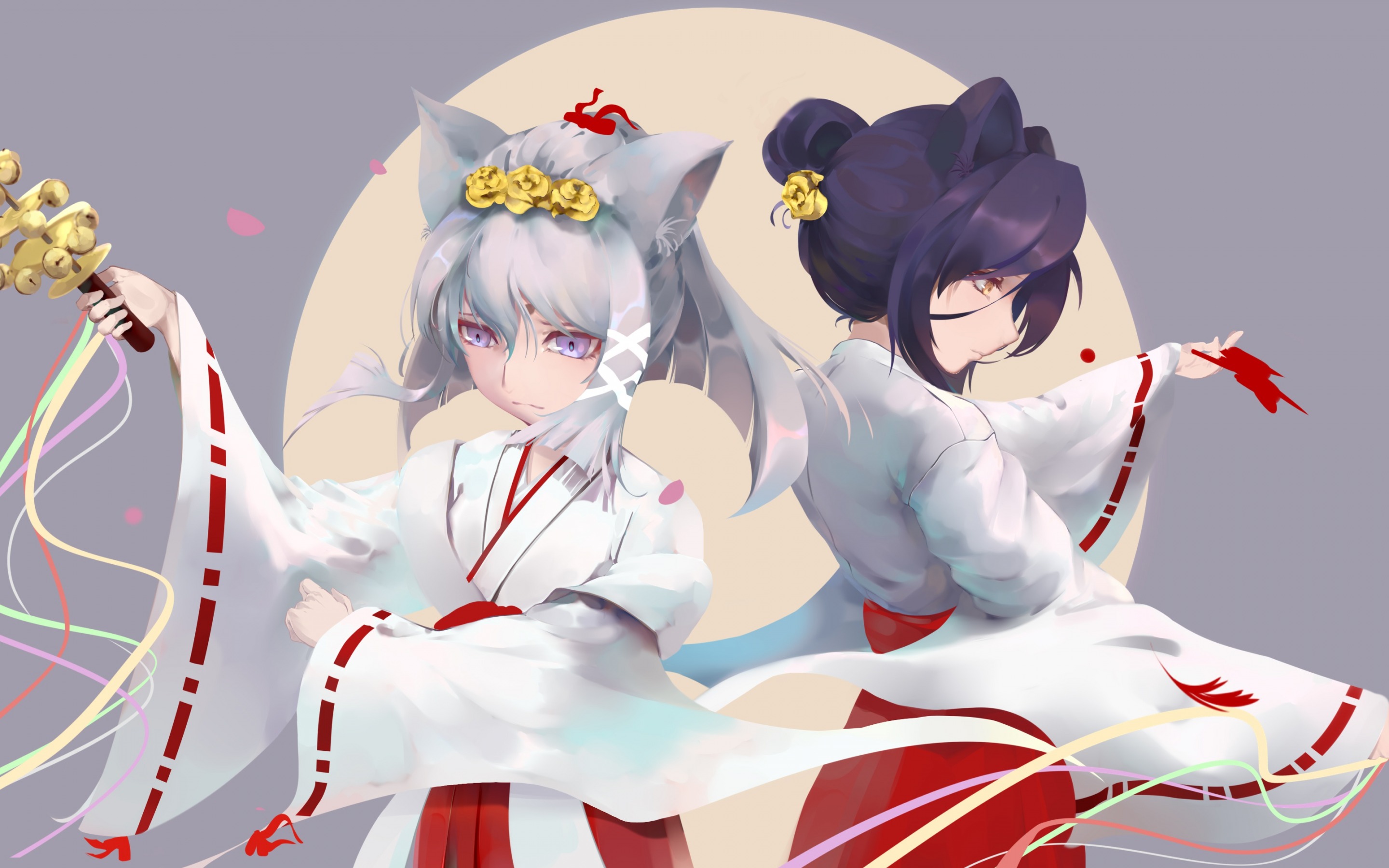 Download wallpaper Satsuki, Yuzu, manga, kimono, Konohana Kitan for desktop with resolution 2880x1800. High Quality HD picture wallpaper