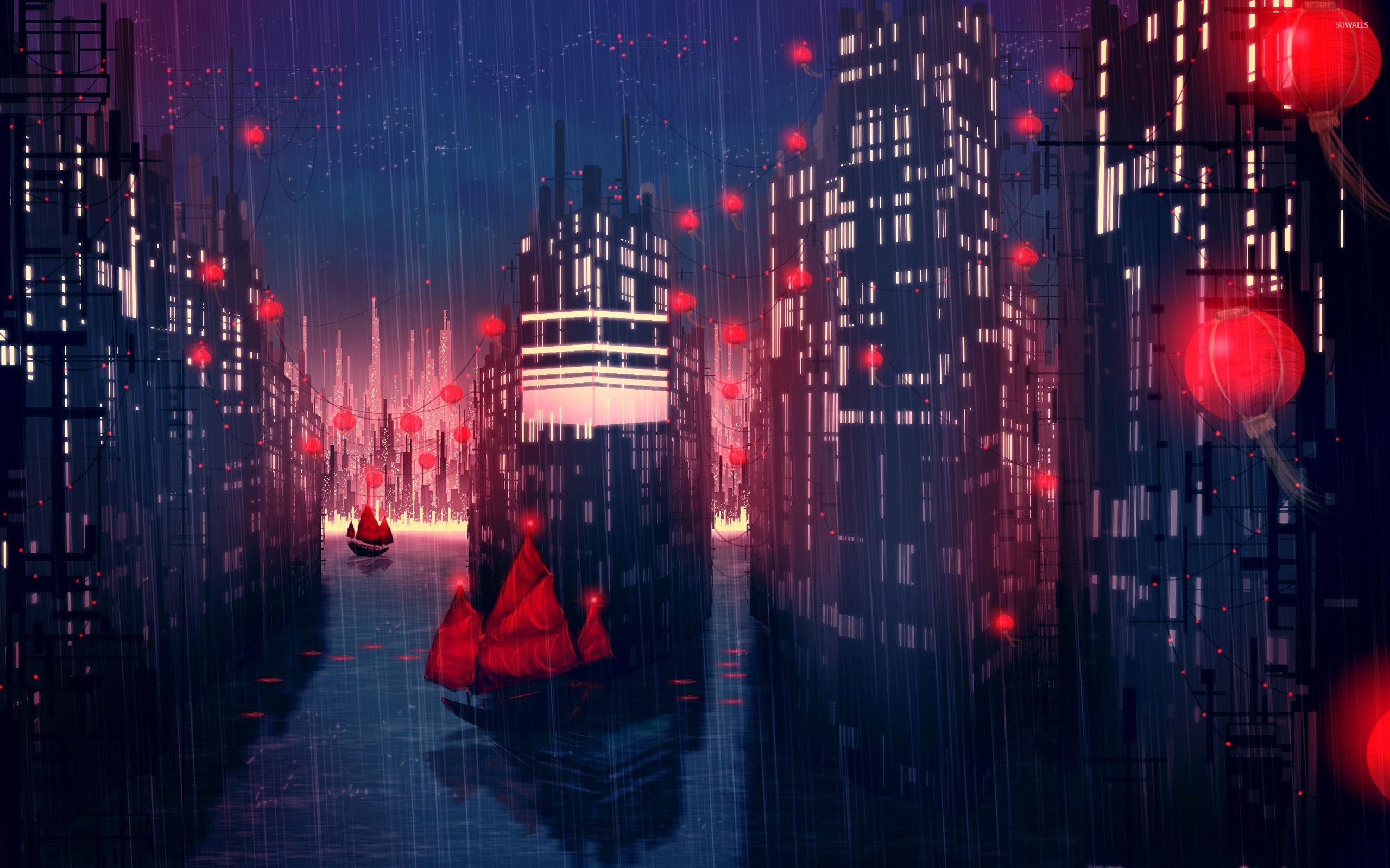 Rainy city wallpaper wallpaper